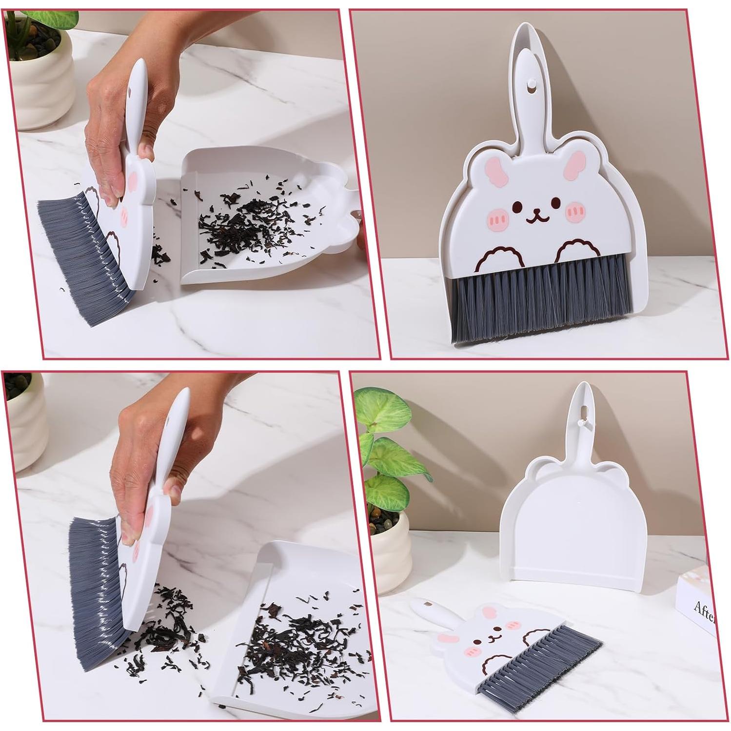 Juego de Escoba y Recogedor Wanmu Conejo Blanco 23.5x17.5cm