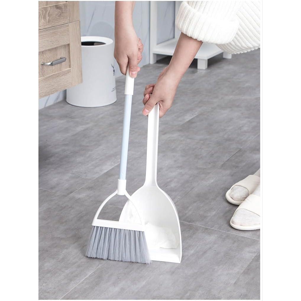 Mini Escoba y Recogedor QIDIWIN para Niños Blanco y Gris