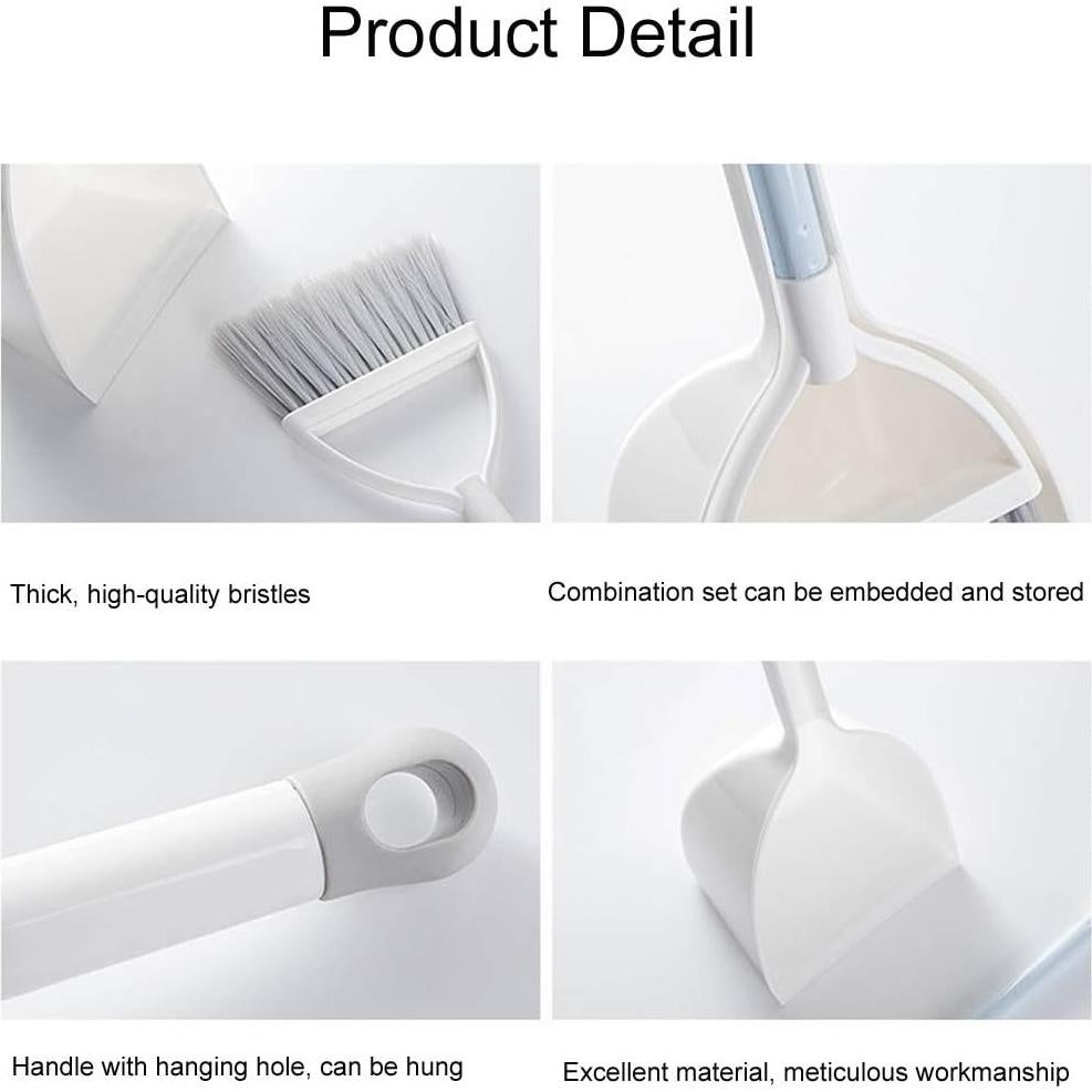 Mini Escoba y Recogedor QIDIWIN para Niños Blanco y Gris