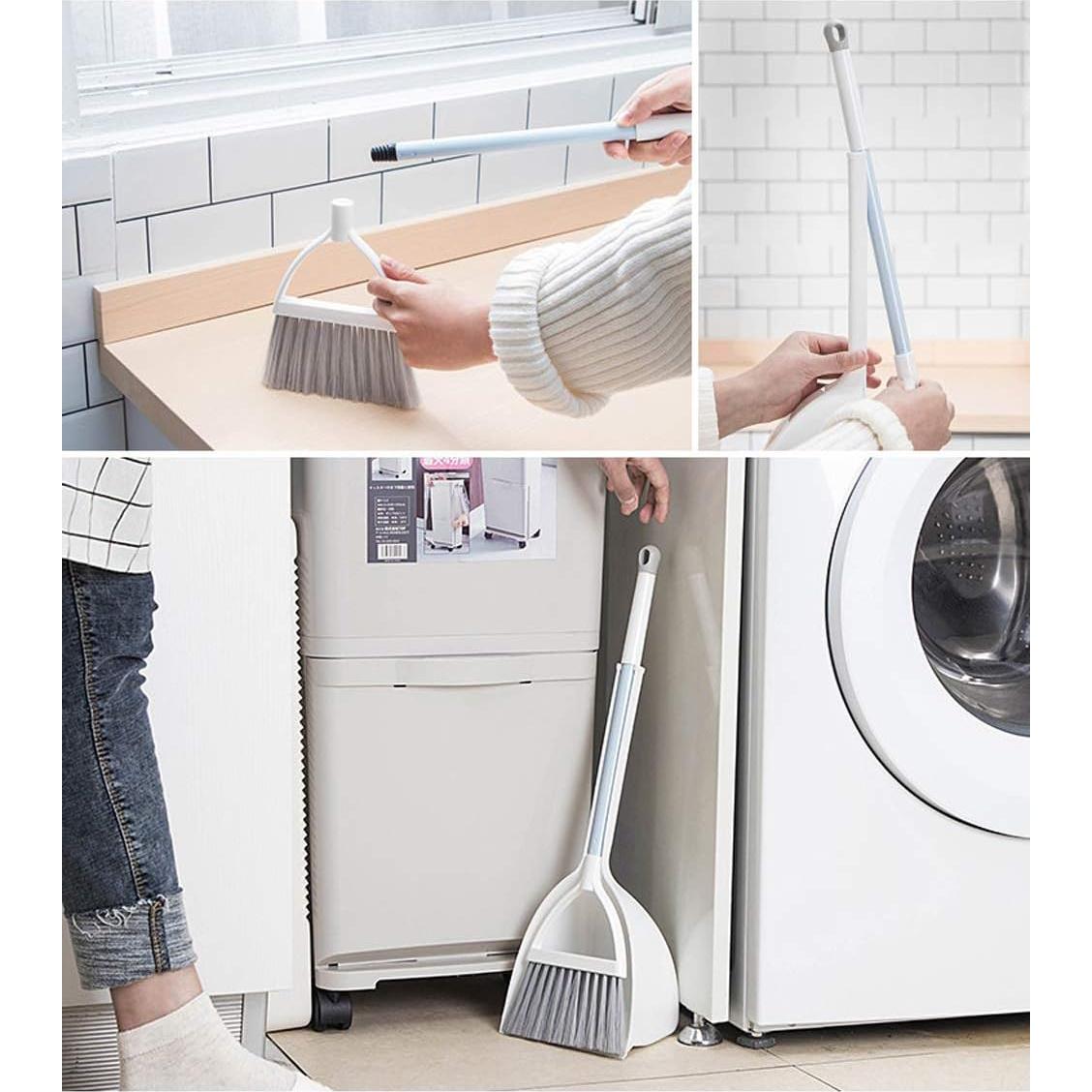 Mini Escoba y Recogedor QIDIWIN para Niños Blanco y Gris