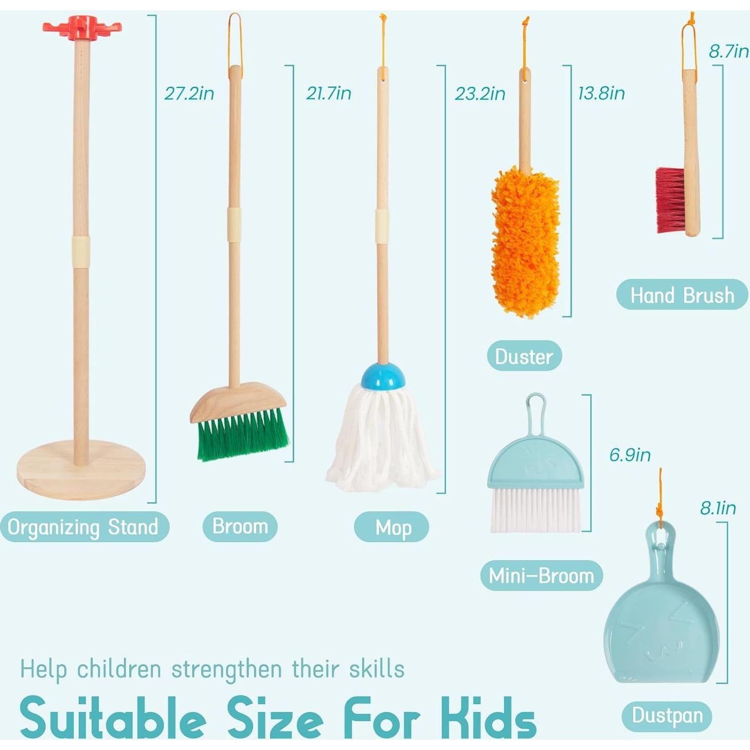 Set de Limpieza para Niños WoodenEdu - 7 Piezas Azul