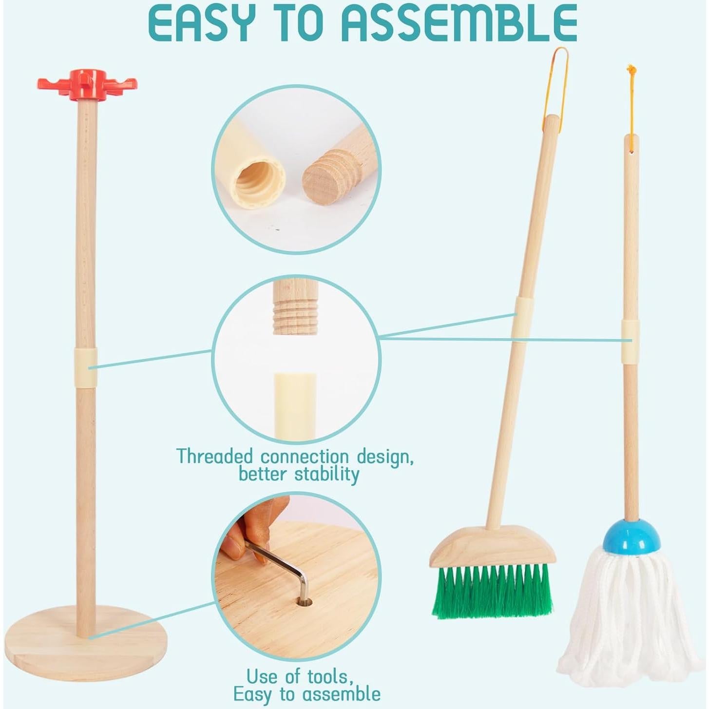 Set de Limpieza para Niños WoodenEdu - 7 Piezas Azul