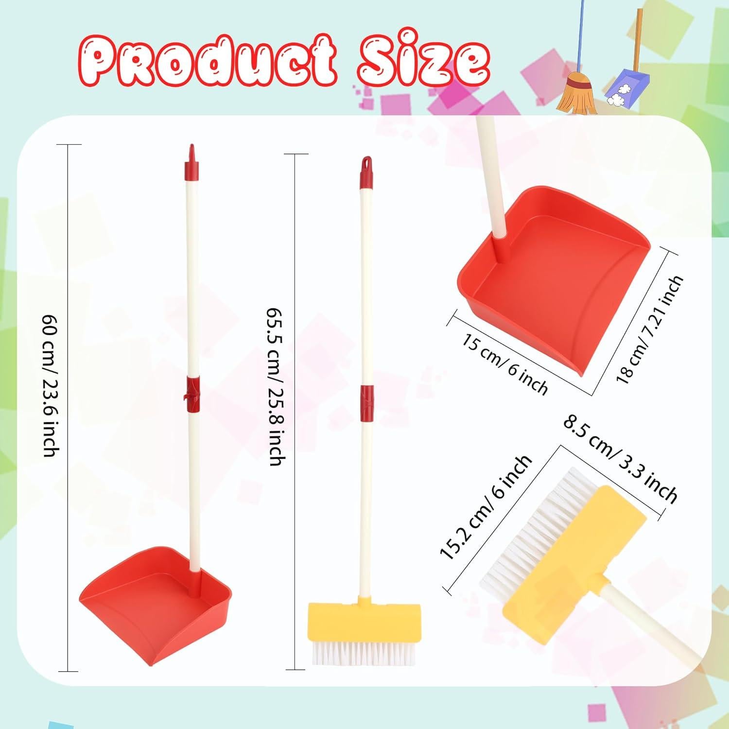 Juego de limpieza para niños Plukeen 6 piezas escobas y recogedores