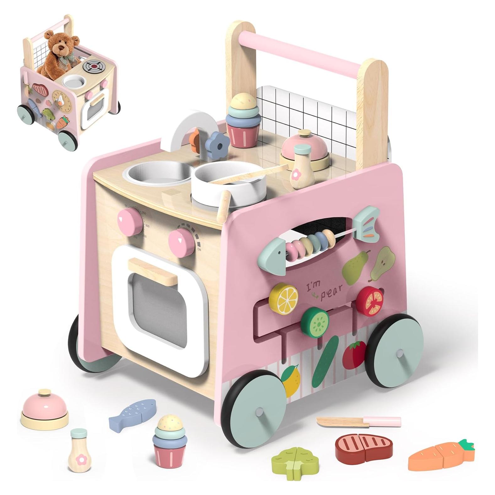 Andador de Madera 9-en-1 Wiqins con Juguetes Sensoriales