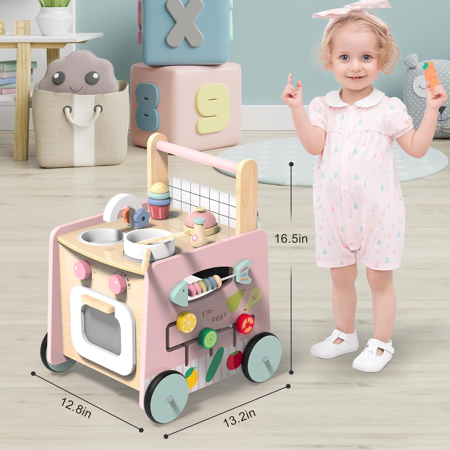 Andador de Madera 9-en-1 Wiqins con Juguetes Sensoriales