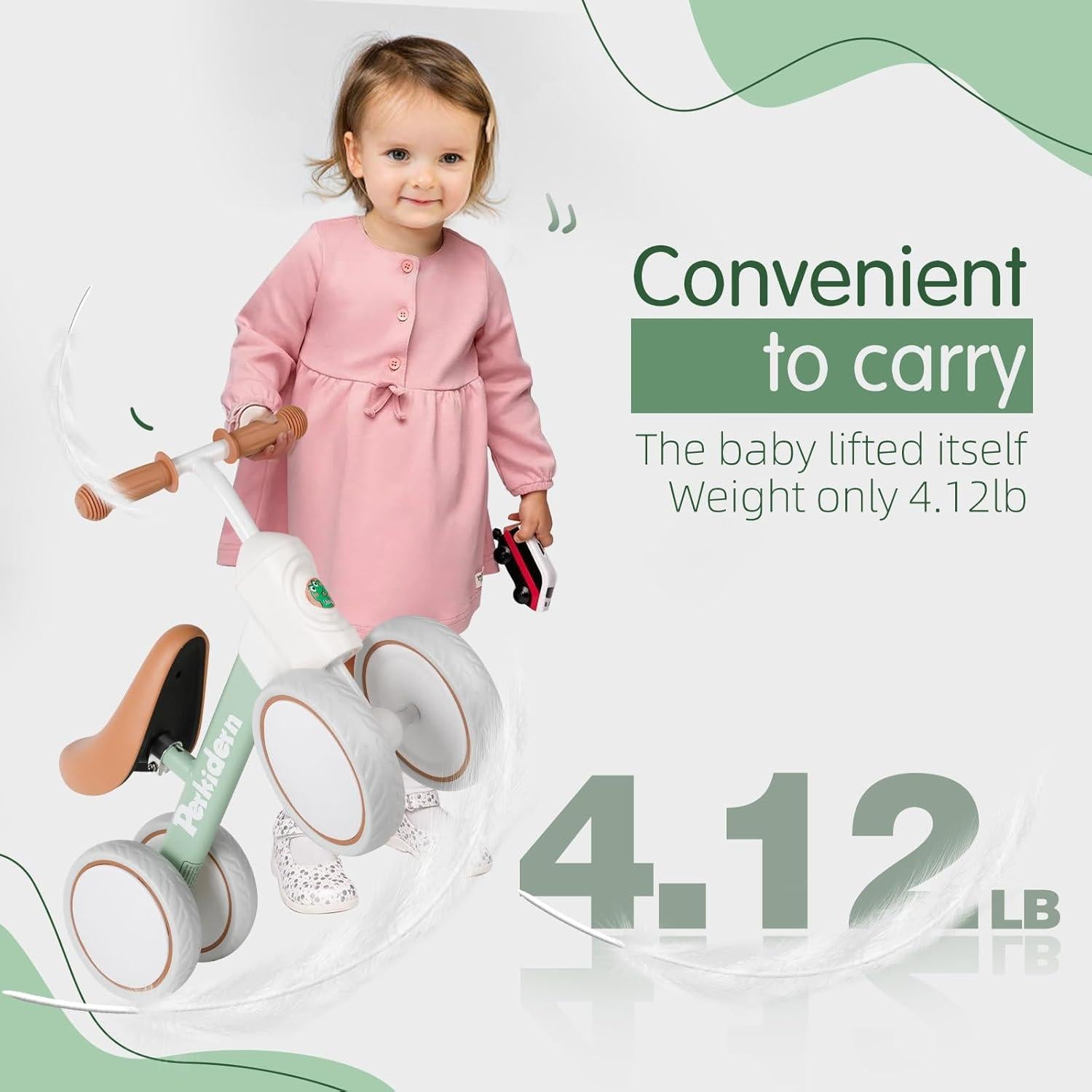 Bicicleta de Equilibrio PerKidern Verde 1-3 Años 4 Ruedas