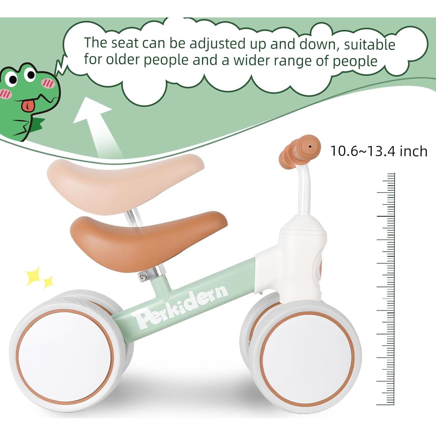 Bicicleta de Equilibrio PerKidern Verde 1-3 Años 4 Ruedas