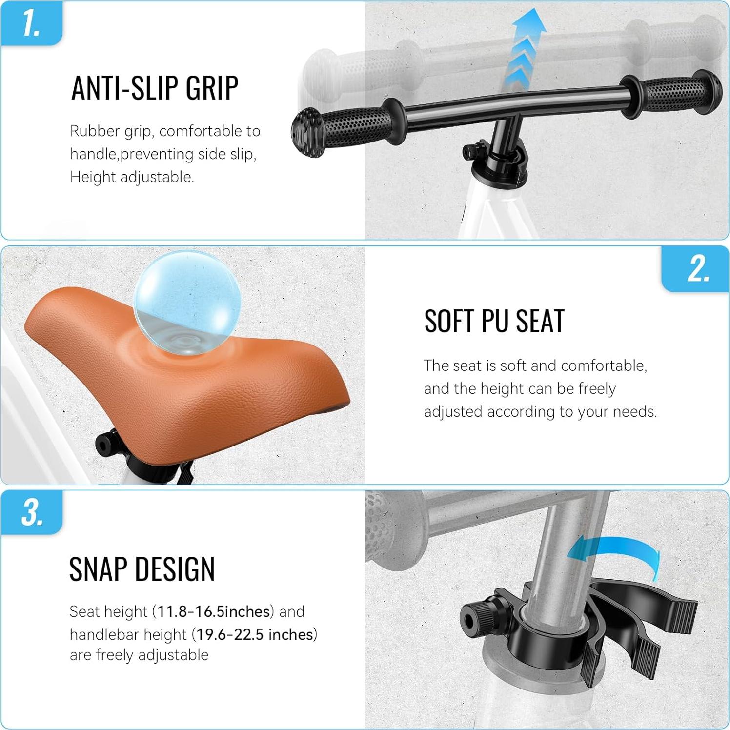 Bicicleta de Equilibrio SEREED para Niños 2-5 Años Blanco