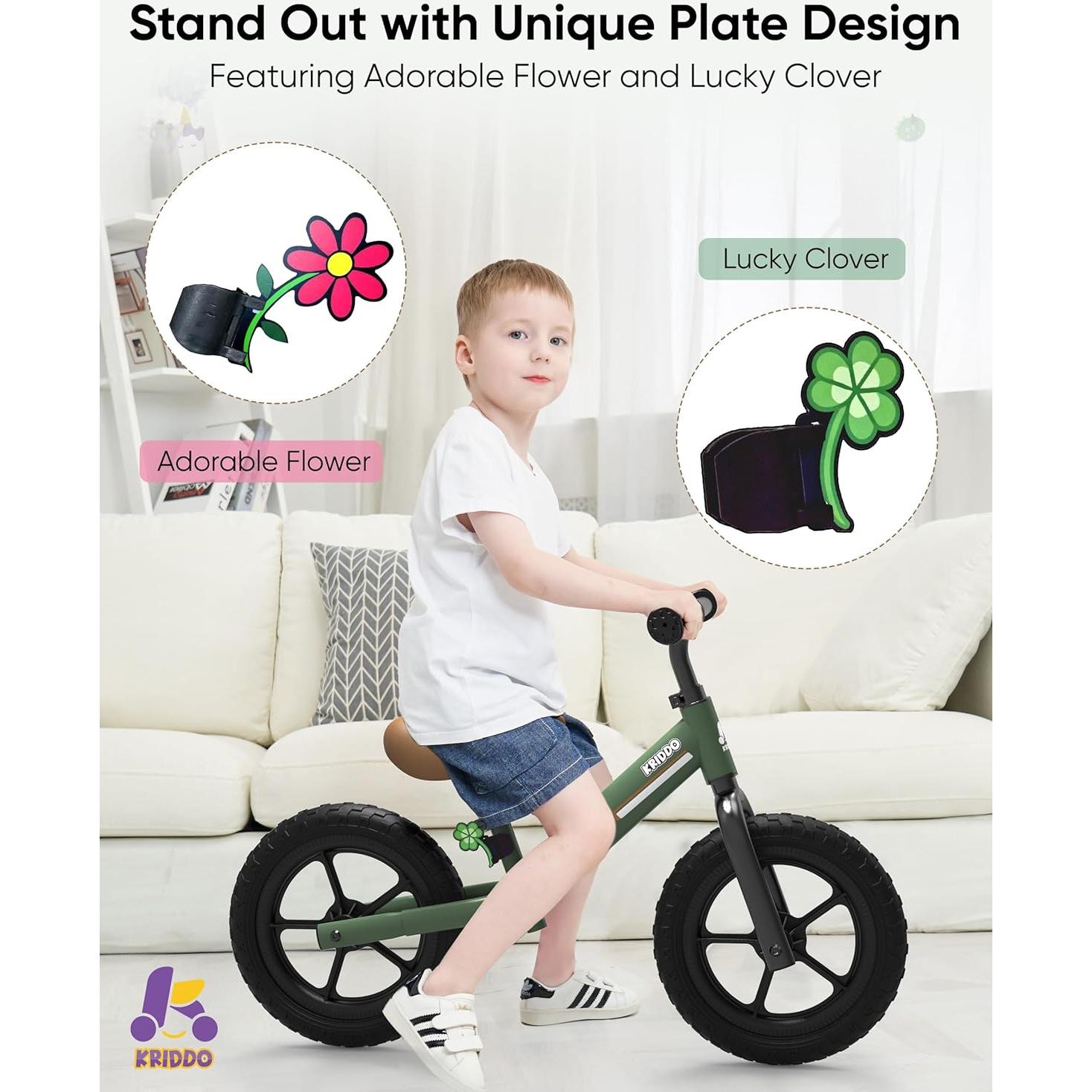 Bicicleta de Equilibrio KRIDDO Verde 30.48 cm para Niños 2-5 Años