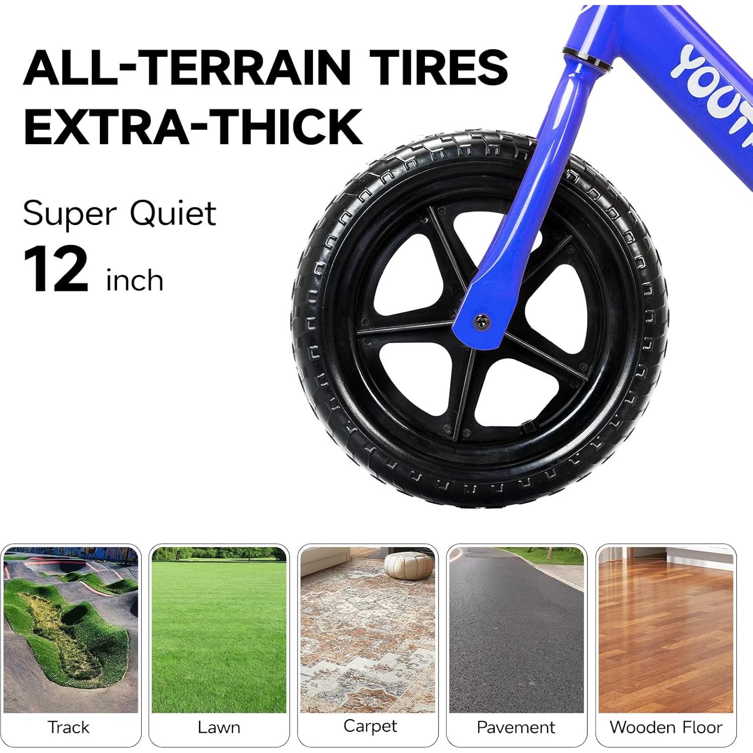 Bicicleta de Equilibrio Youthkkee 12" Azul para Niños 2-5 Años