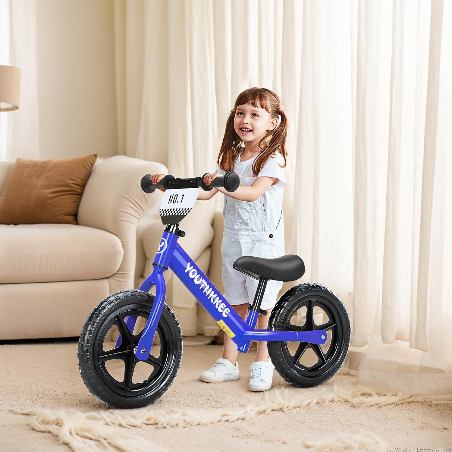 Bicicleta de Equilibrio Youthkkee 12" Azul para Niños 2-5 Años