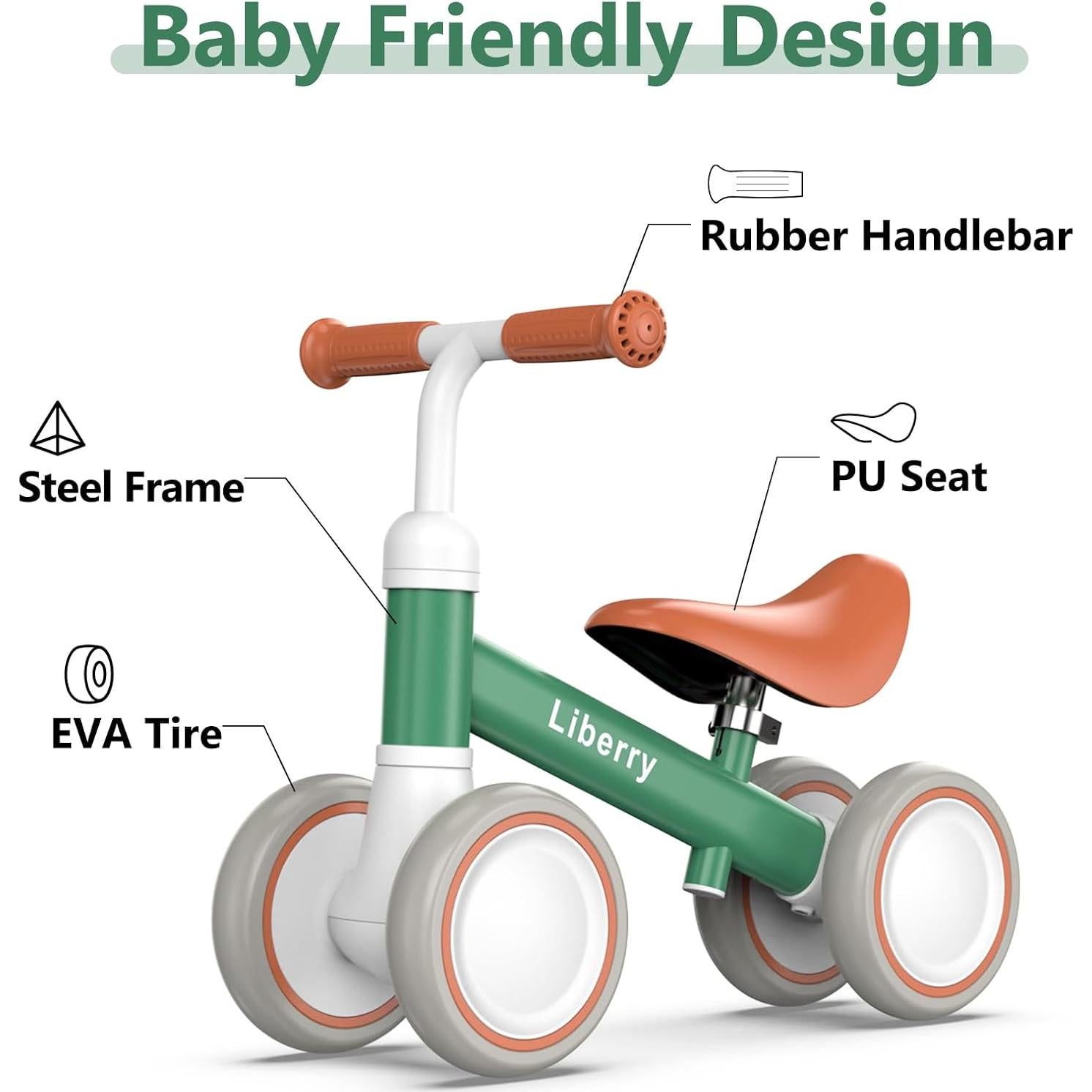 Bicicleta de Equilibrio Liberry Verde para Niños 12-24 Meses