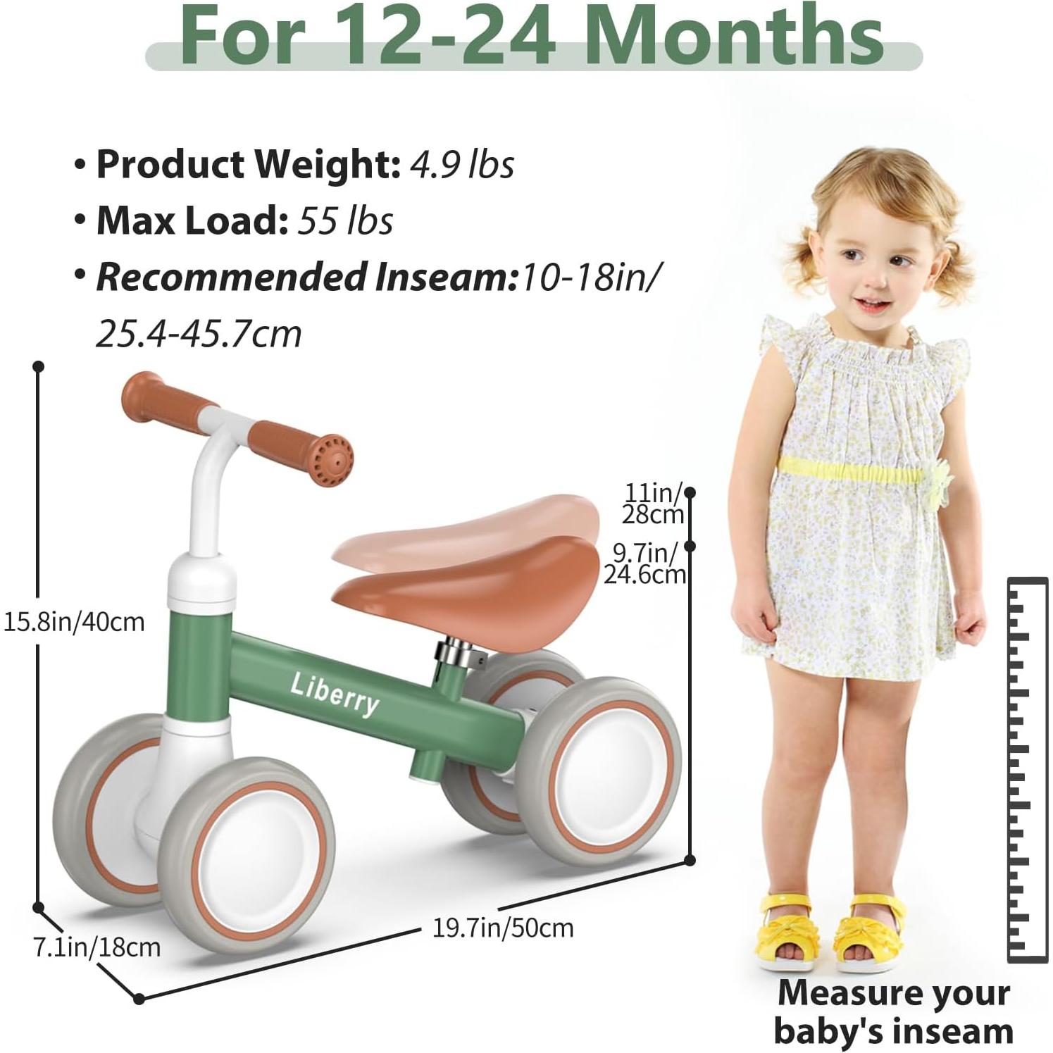 Bicicleta de Equilibrio Liberry Verde para Niños 12-24 Meses