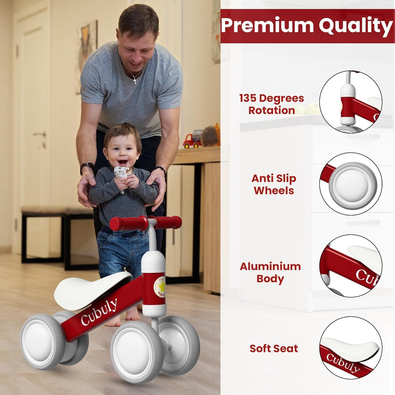 Bicicleta de Equilibrio CUBULY Roja para Niños 12-36 Meses