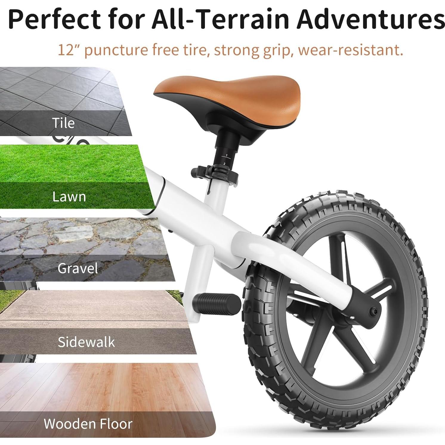 Bicicleta de Equilibrio BELEEV para Niños 2-5 Años 12" Ruedas LED