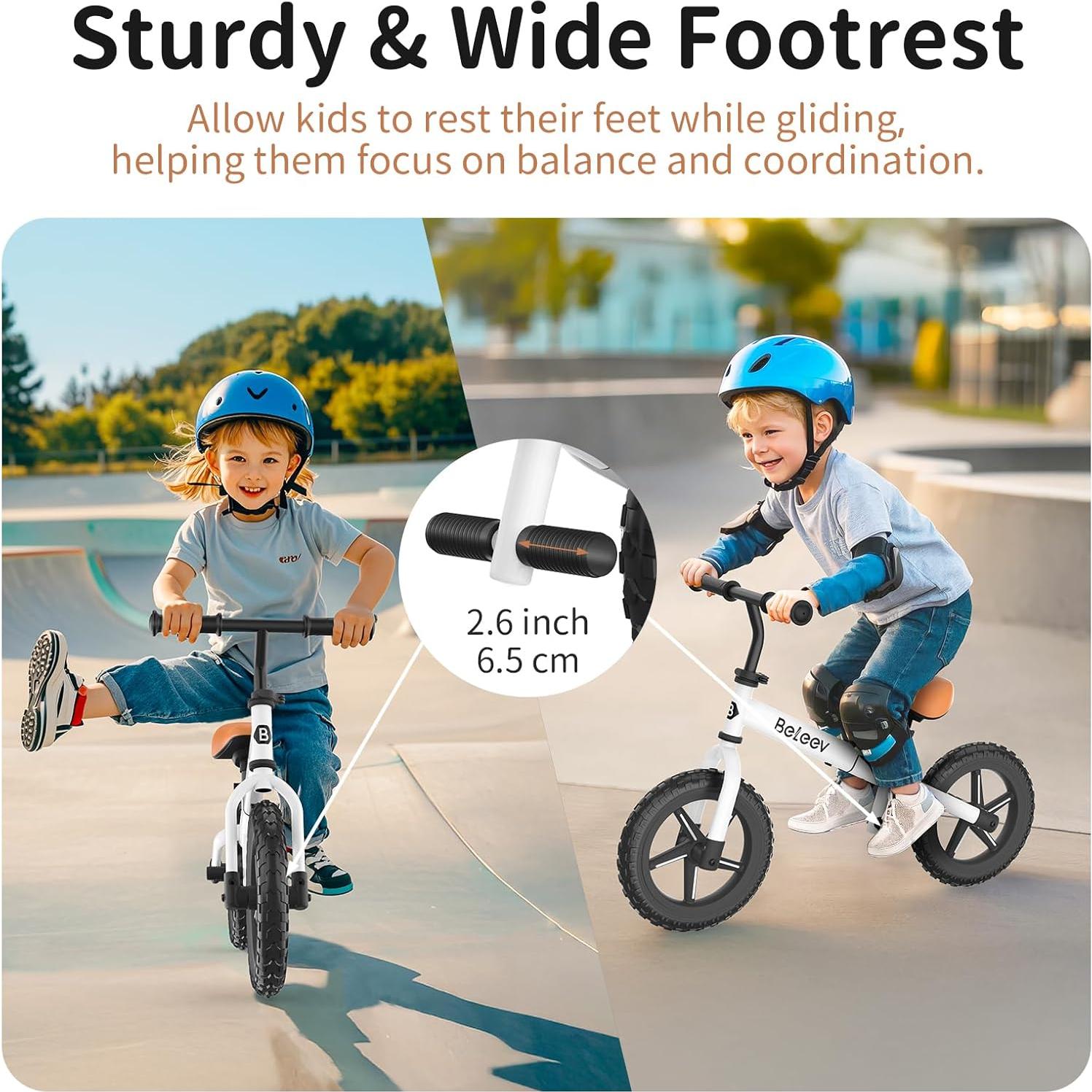 Bicicleta de Equilibrio BELEEV para Niños 2-5 Años 12" Ruedas LED