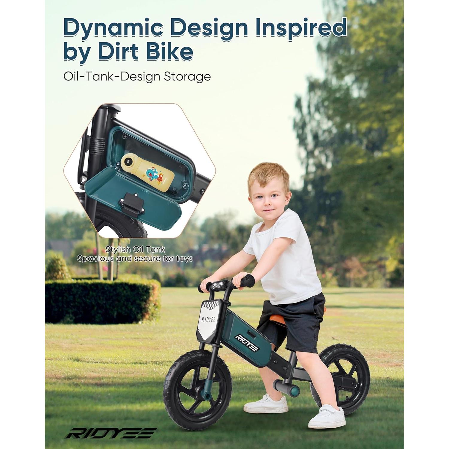 Bicicleta de Equilibrio RIDYEE Verde para Niños 2-5 Años