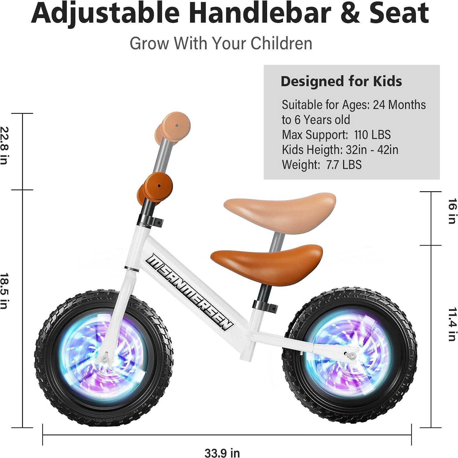 Bicicleta de Equilibrio M SANMERSEN 12" Ajustable para Niños