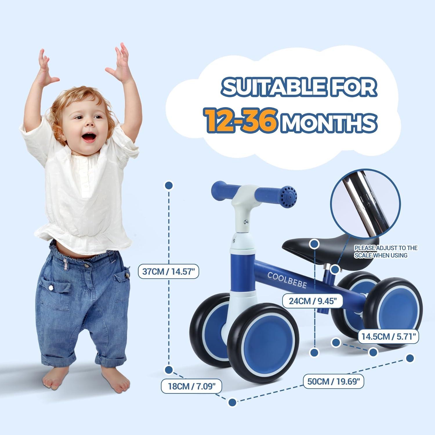 Bicicleta de Equilibrio COOLBEBE para Bebés 12-36 Meses Azul