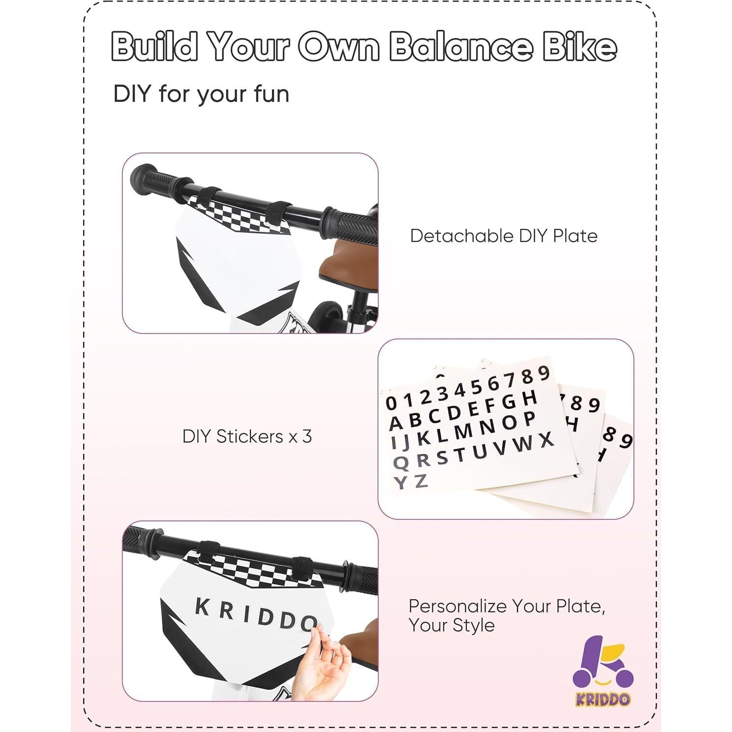 Triciclo 2-en-1 KRIDDO para Niños Blanco - Bicicleta de Equilibrio