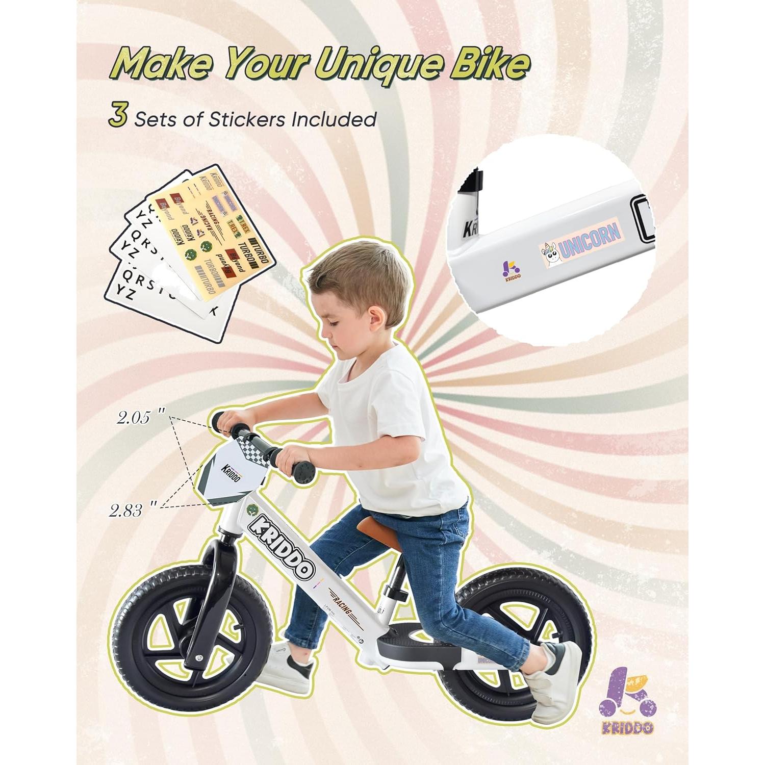 Bicicleta de Equilibrio KRIDDO Blanca para Niños 2-5 Años