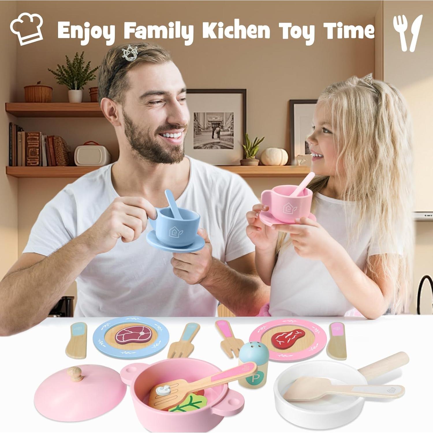 Set de Cocina de Madera SimpliPlay 30PCS para Niños 3-8 Años