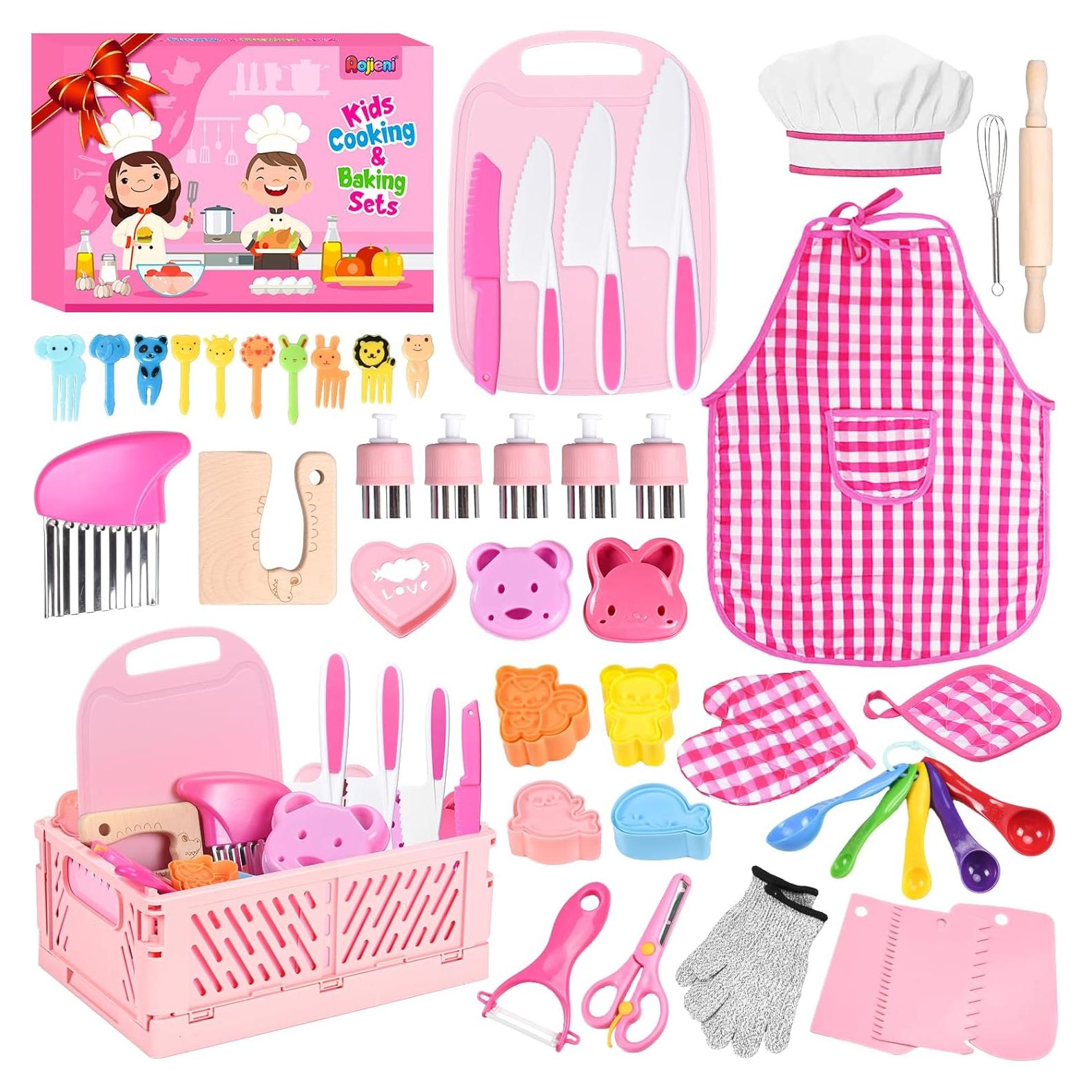 Juego de Cocina para Niños 48PCS con Cuchillos y Delantal