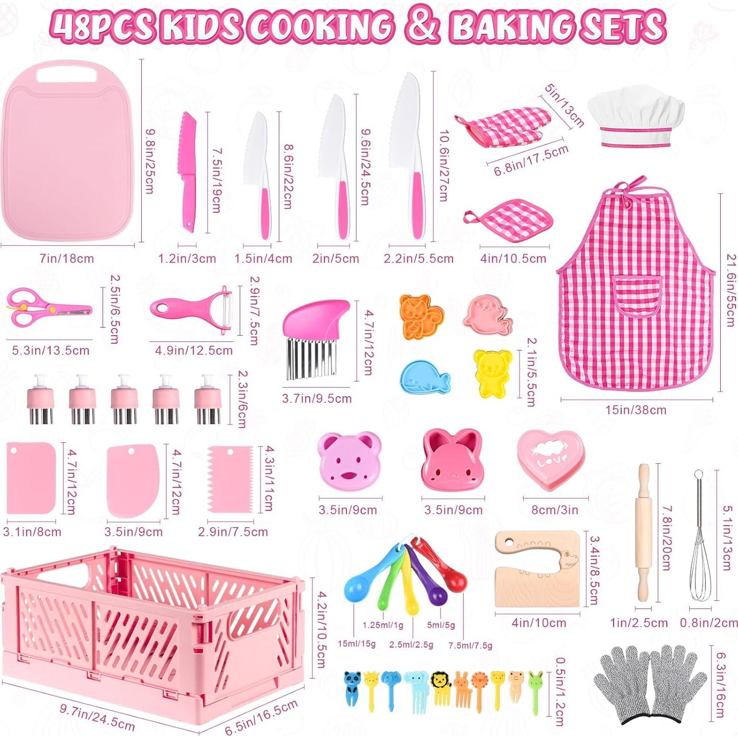 Juego de Cocina para Niños 48PCS con Cuchillos y Delantal