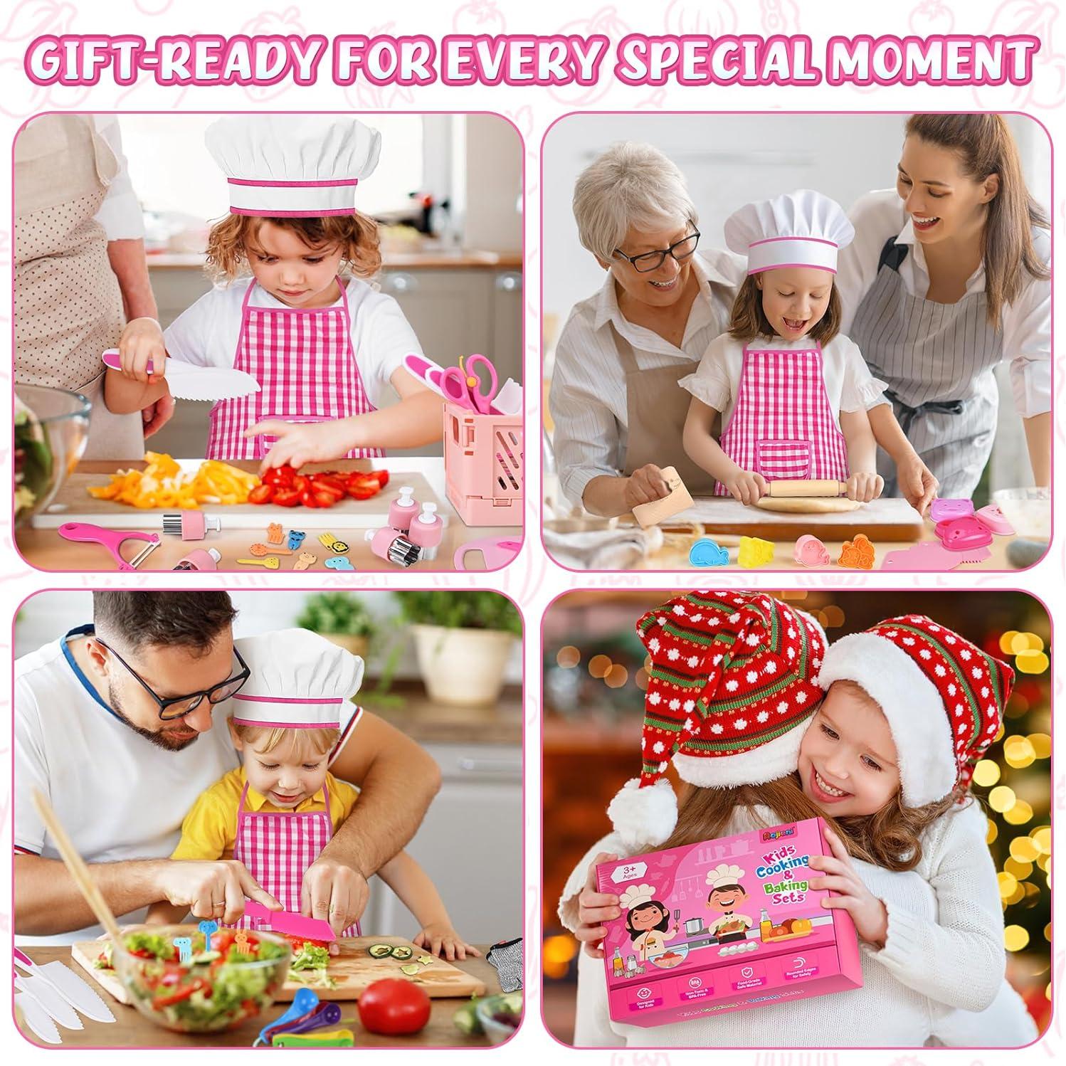 Juego de Cocina para Niños 48PCS con Cuchillos y Delantal