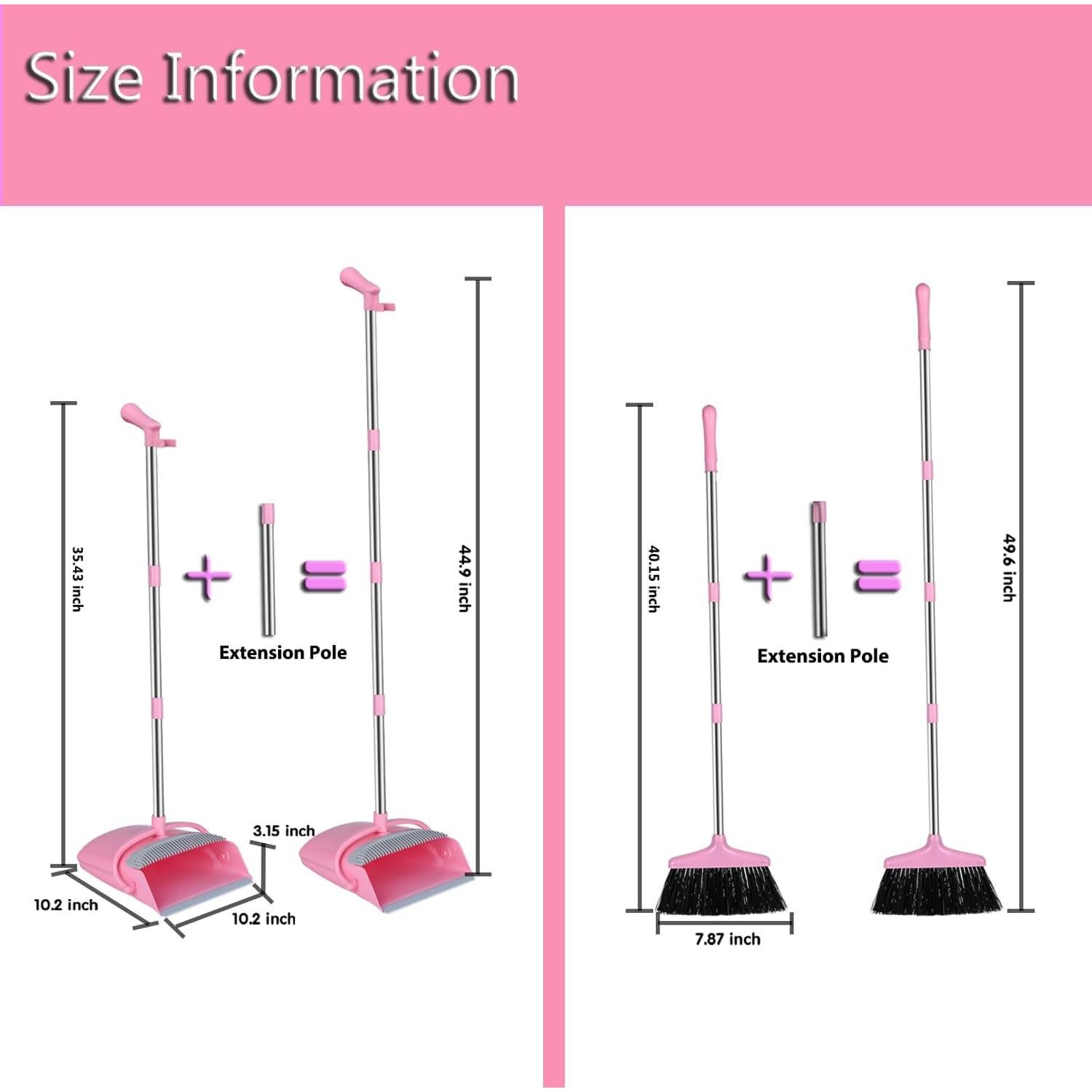 Juego de Escoba y Recogedor Eleckey Rosa 2 en 1