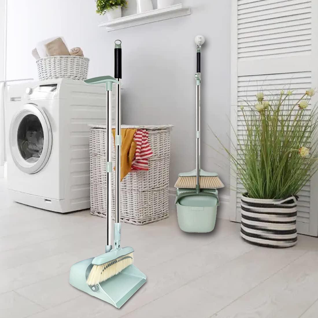 Juego de Escoba y Recogedor CYANLUX Verde Extensible 139.7 cm