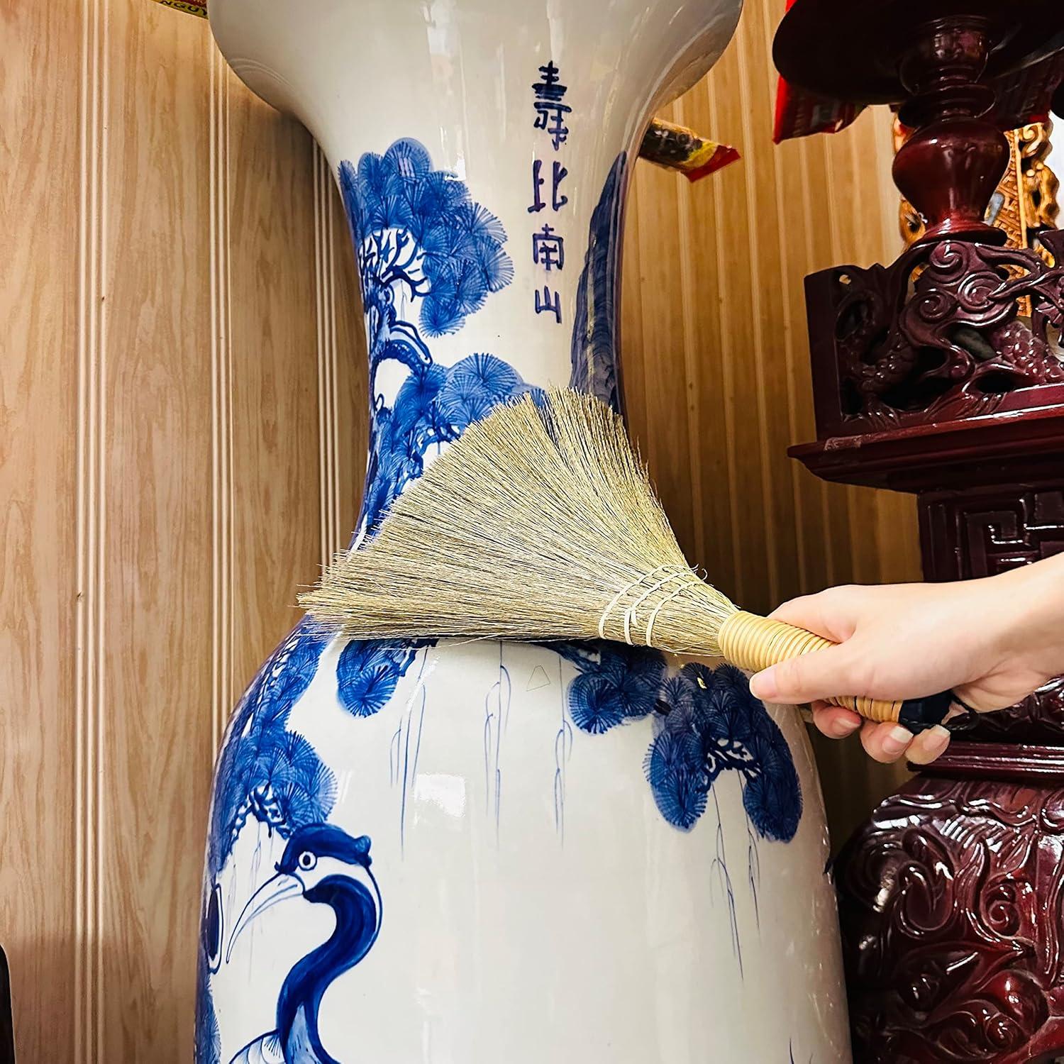 Juego de 2 Escobas de Paja Natural TTS 32 cm - Escobas Compactas