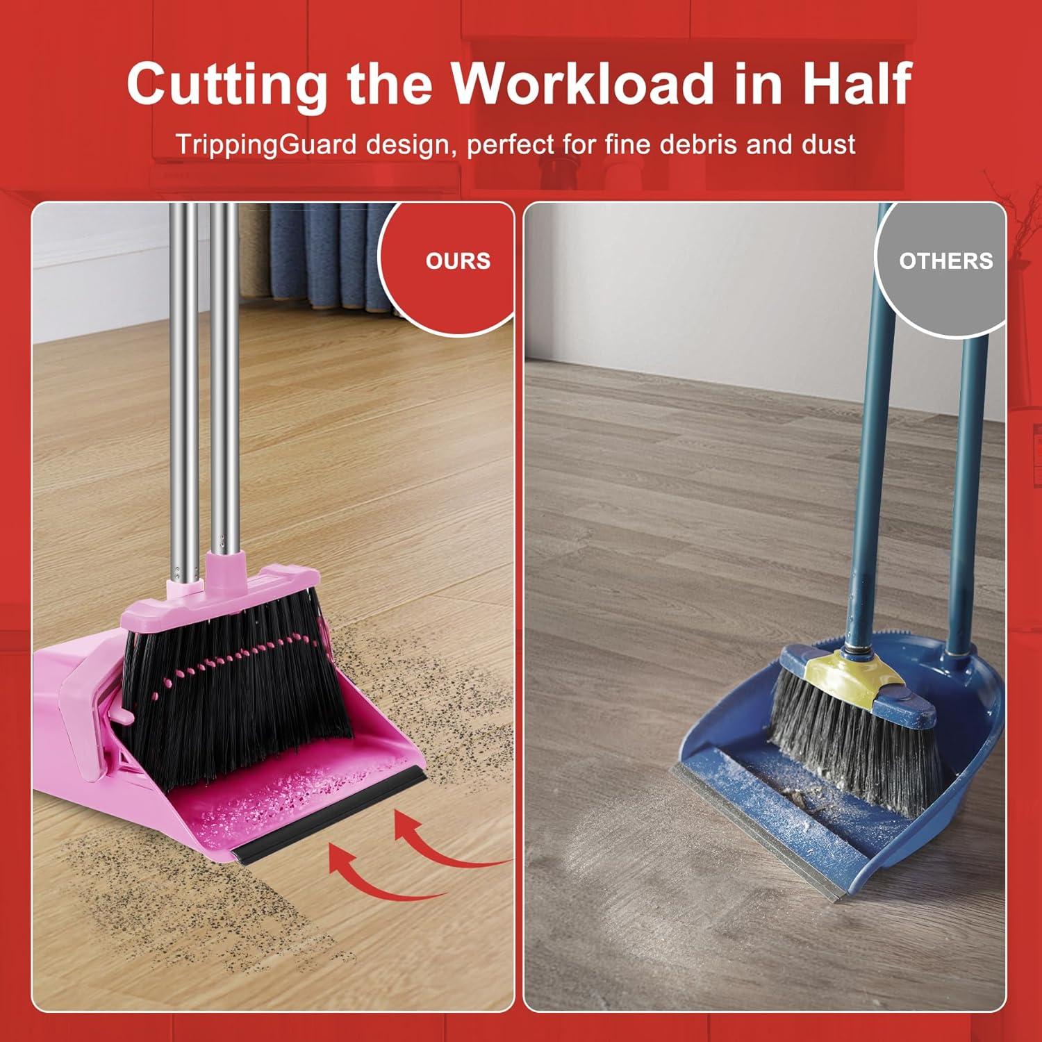 Juego de Escoba y Recogedor Tiumso Rosa 51" para Limpieza