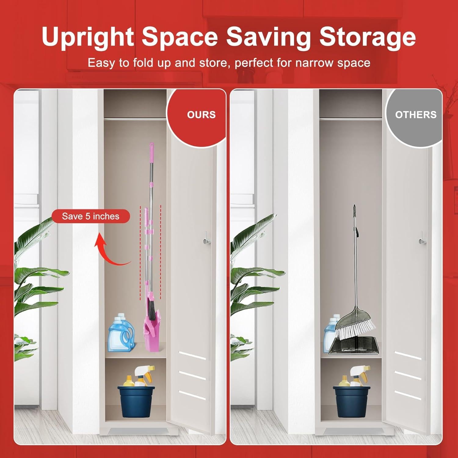 Juego de Escoba y Recogedor Tiumso Rosa 51" para Limpieza