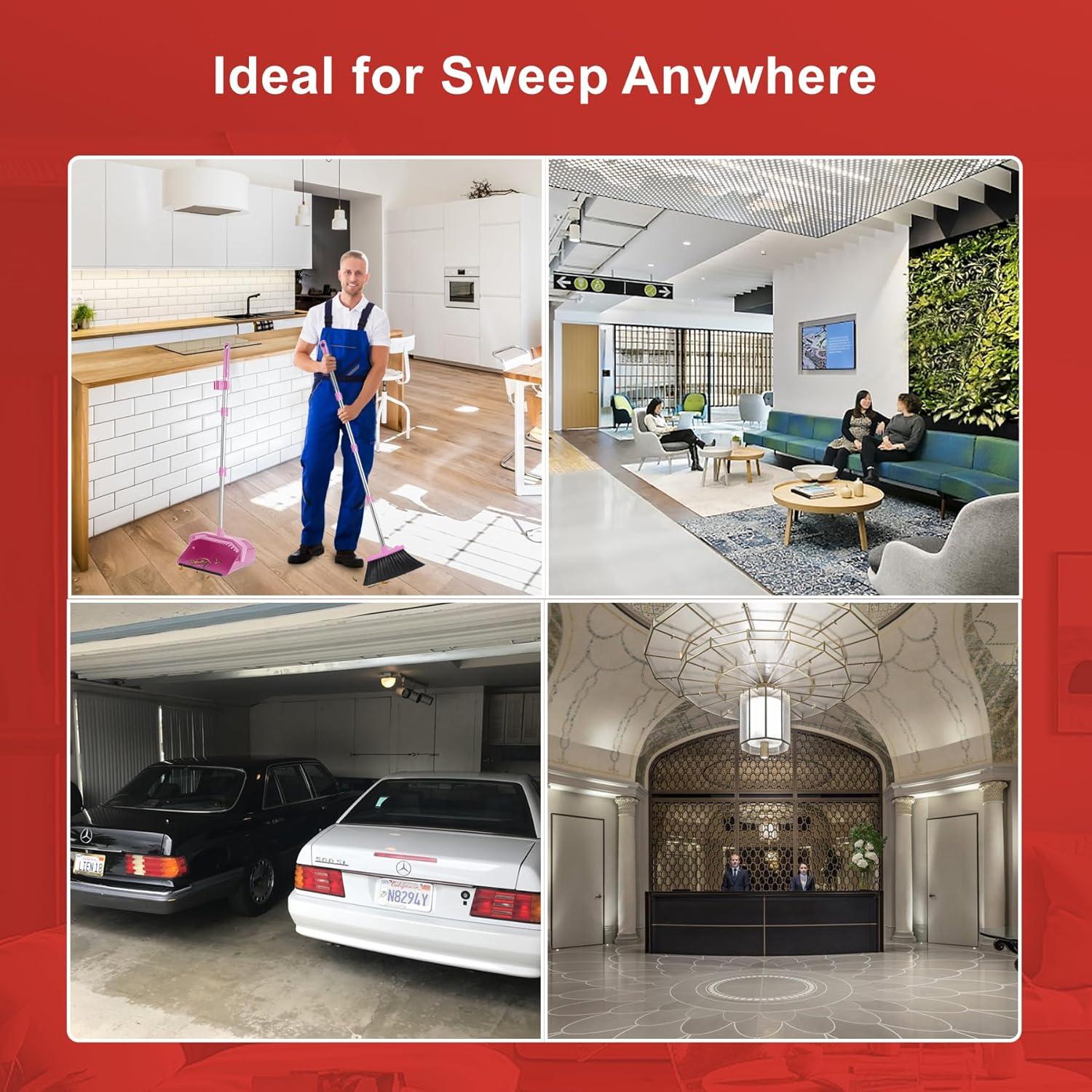 Juego de Escoba y Recogedor Tiumso Rosa 51" para Limpieza