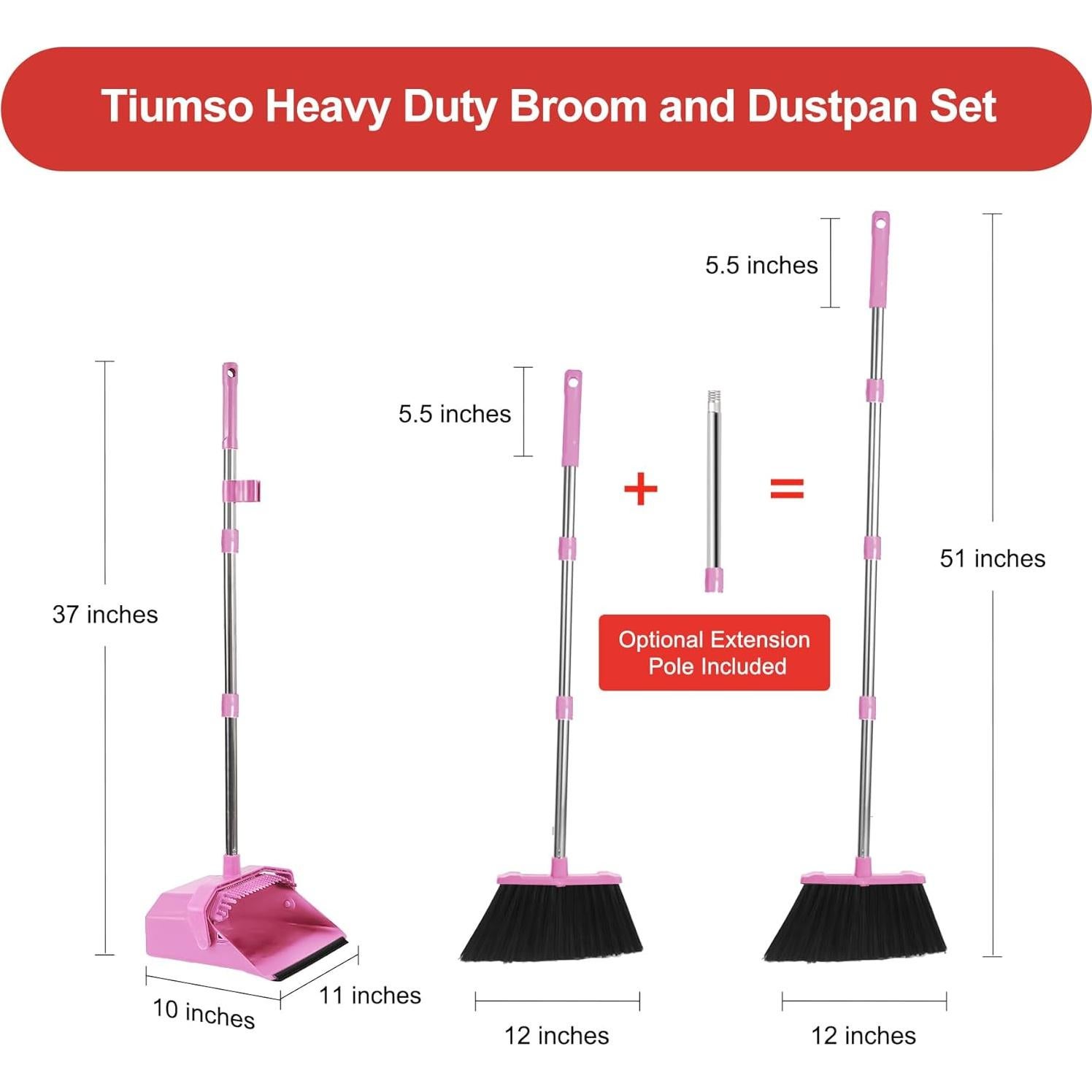 Juego de Escoba y Recogedor Tiumso Rosa 51" para Limpieza