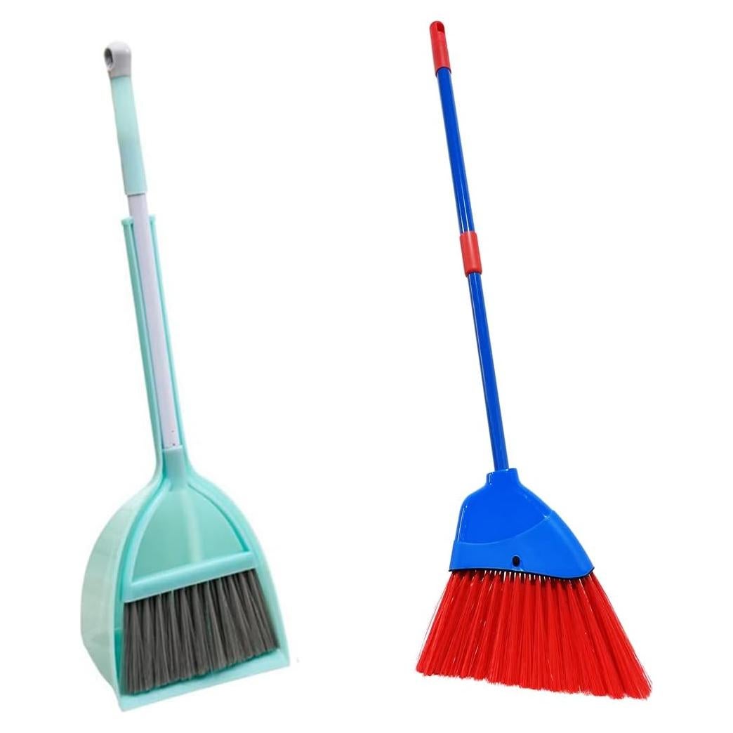 Juego de Escoba y Recogedor para Niños Azul y Rojo