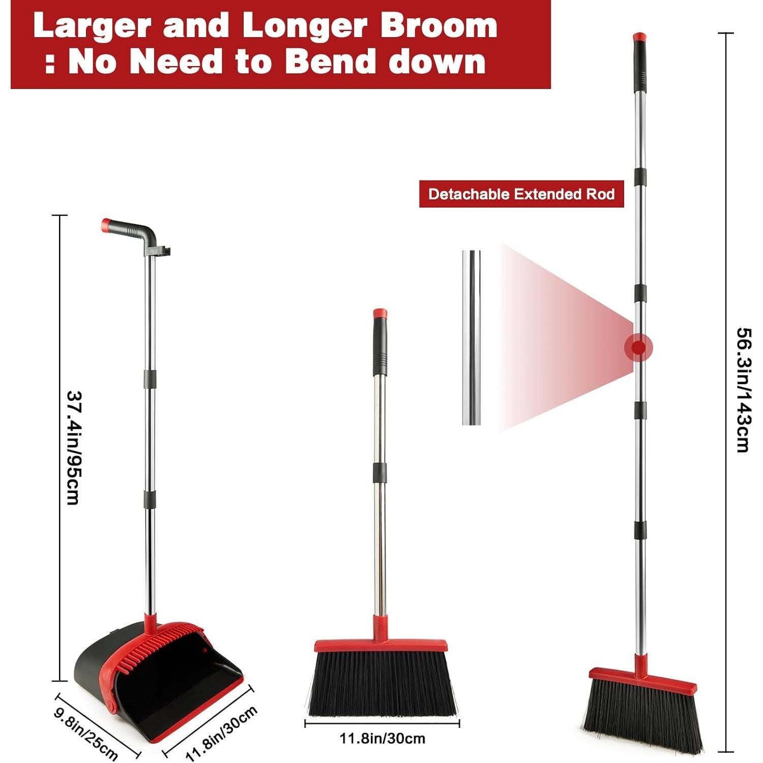 Juego de Escoba y Recogedor XXFLOWER con Mango Largo 143 cm