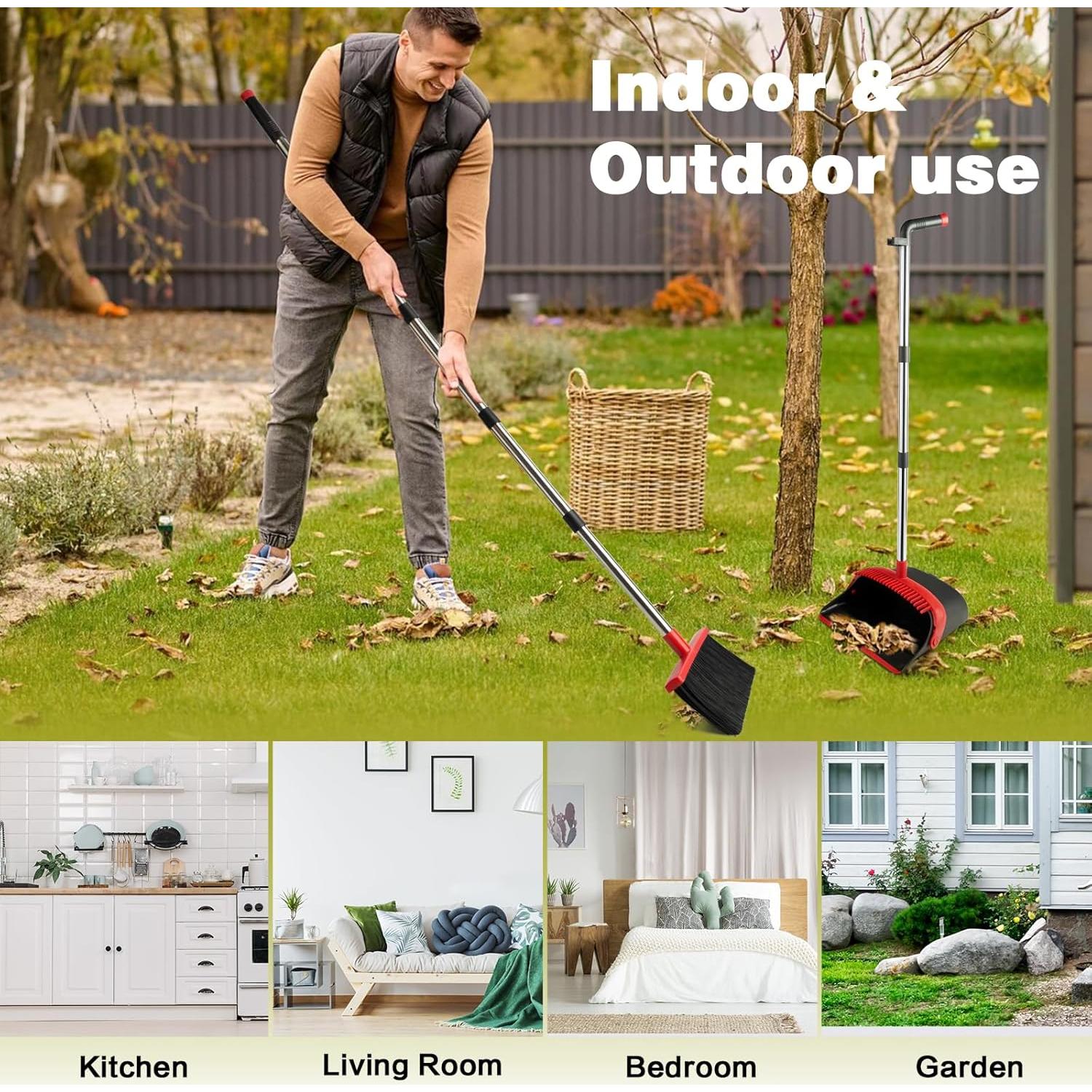 Juego de Escoba y Recogedor XXFLOWER con Mango Largo 143 cm