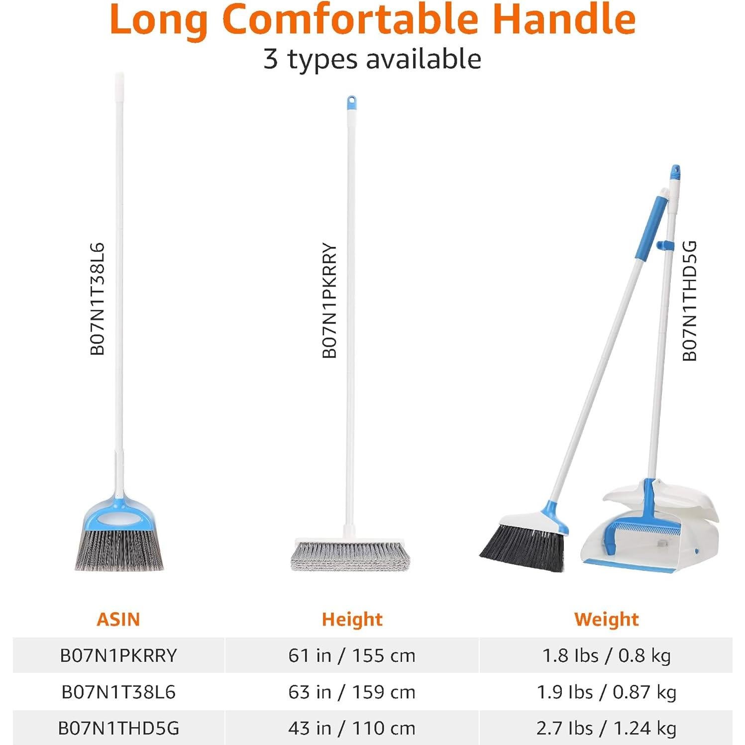 Juego de Escoba y Recogedor Amazon Basics Azul y Blanco