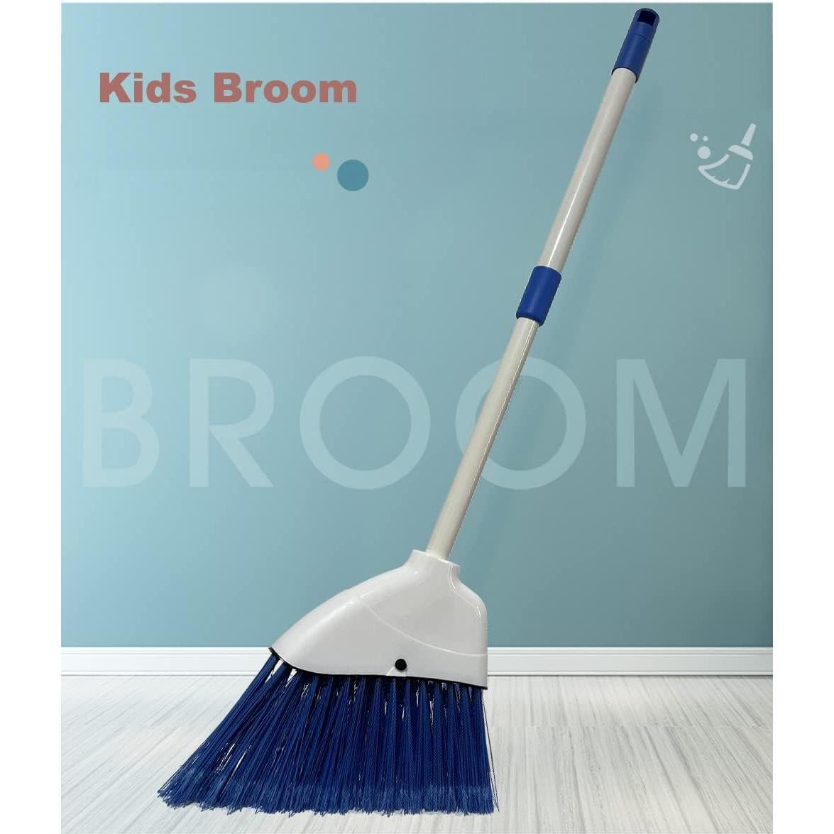Escoba para Niños Xifando Retráctil 81cm Azul y Blanco