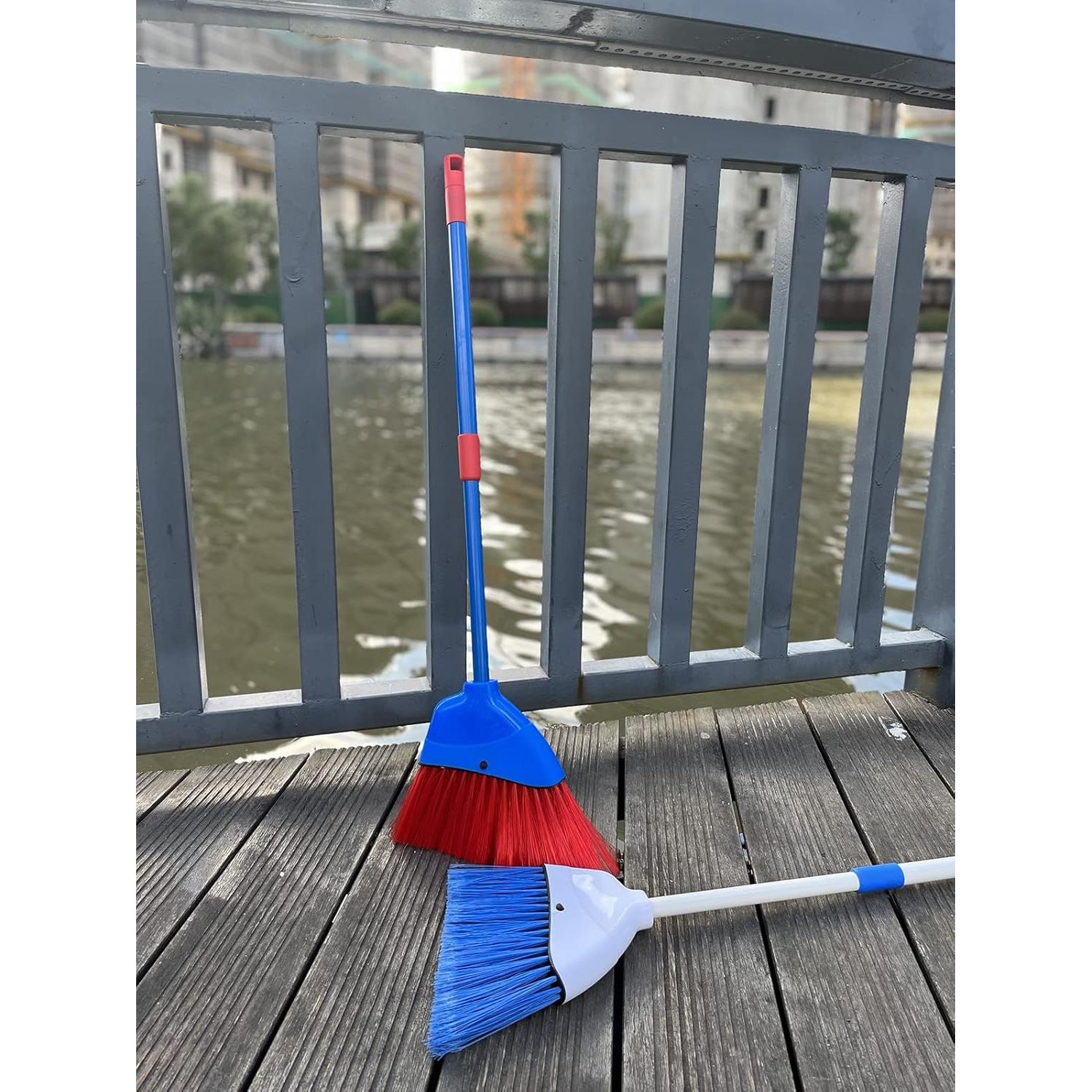 Escoba para Niños Xifando Retráctil 81cm Azul y Blanco