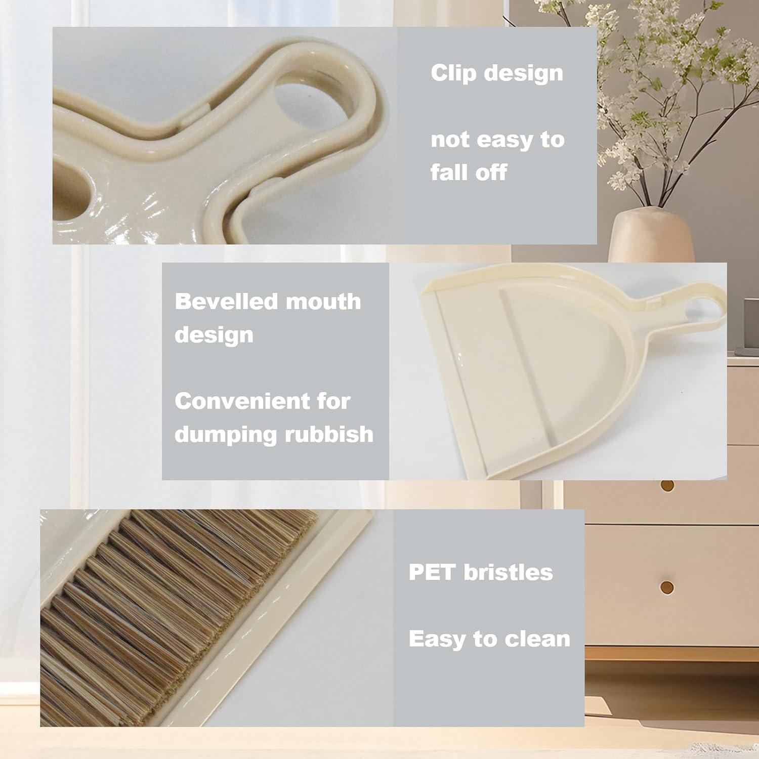 Juego de Escoba y Recogedor Mini BSMstone Blanco Roto