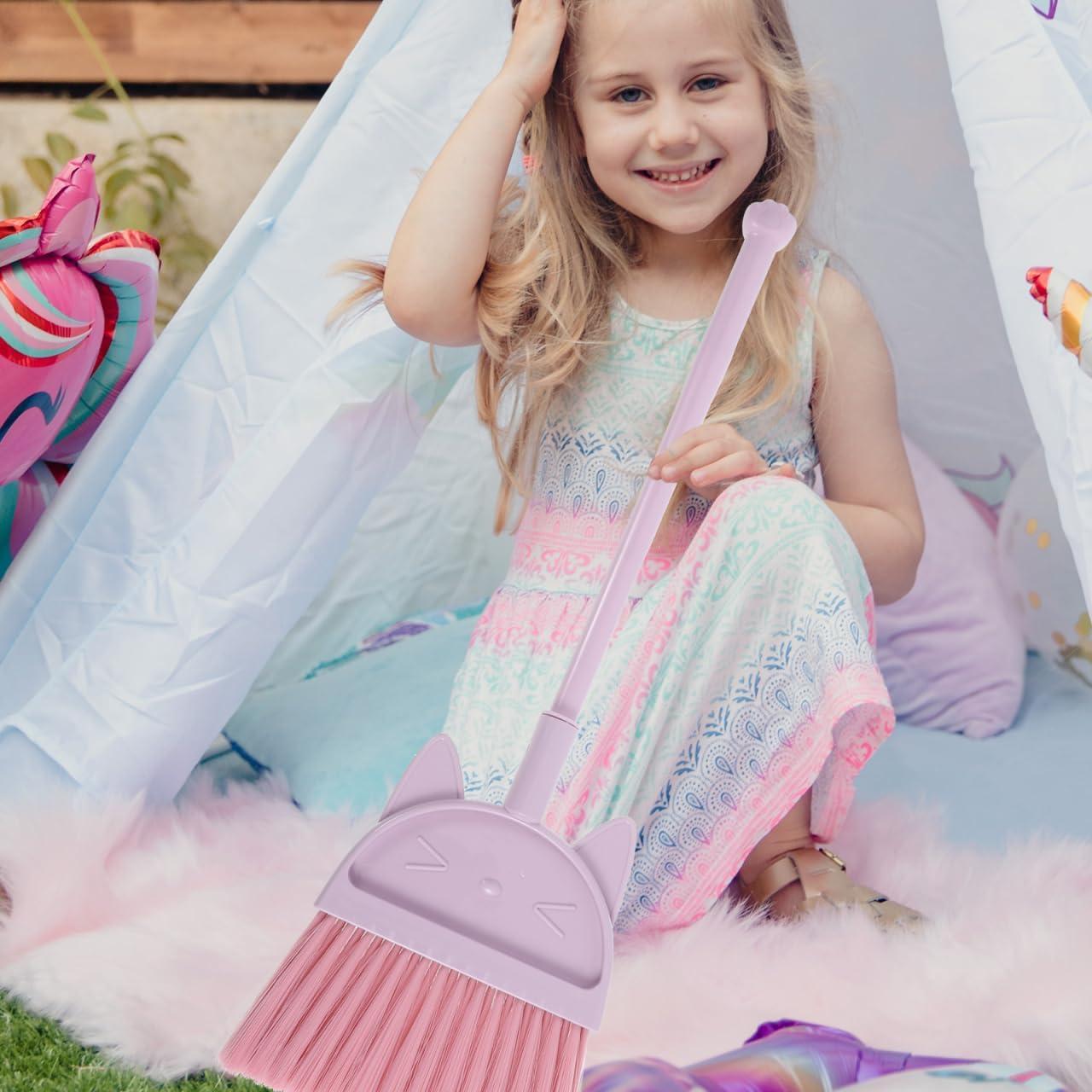 Escoba Cabilock Rosa para Niños con Diseño de Gato - Ligera y Divertida