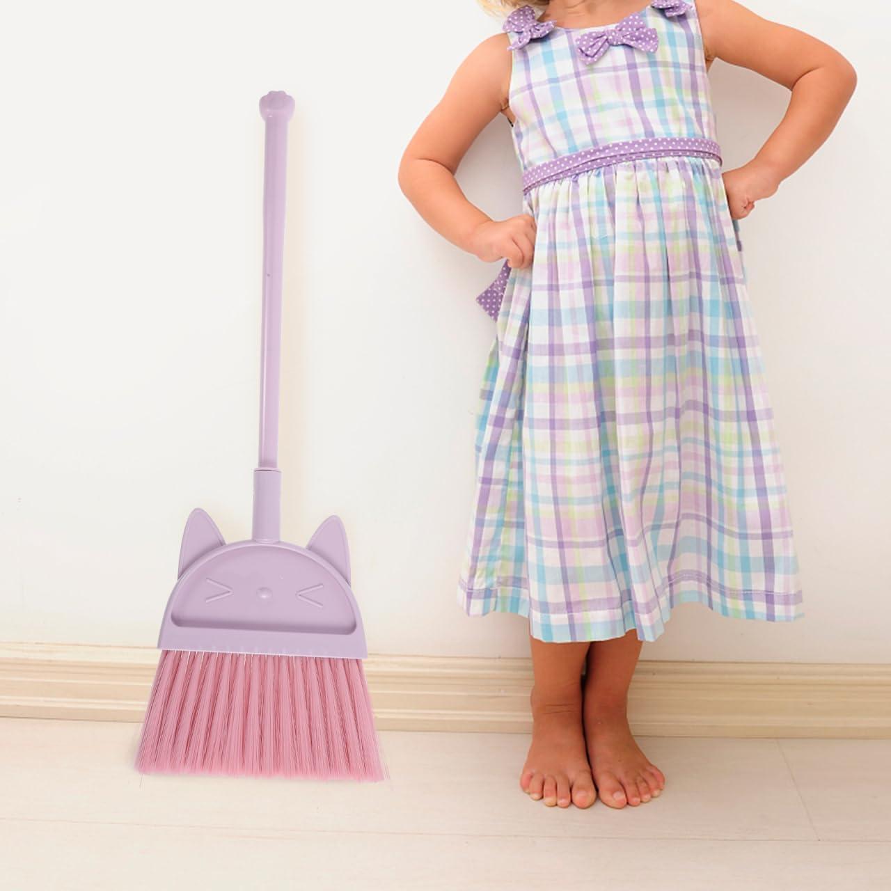 Escoba Cabilock Rosa para Niños con Diseño de Gato - Ligera y Divertida