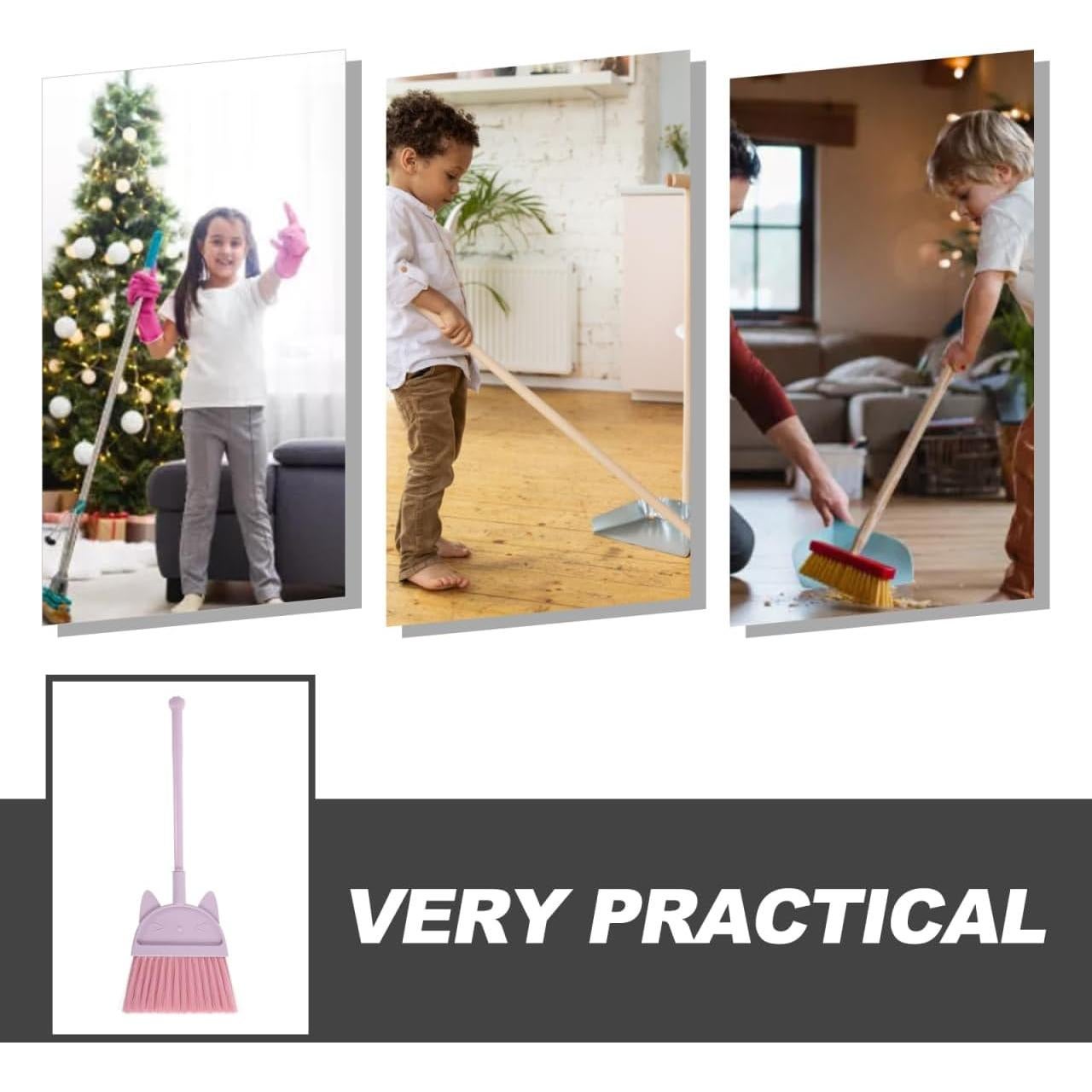 Escoba Cabilock Rosa para Niños con Diseño de Gato - Ligera y Divertida