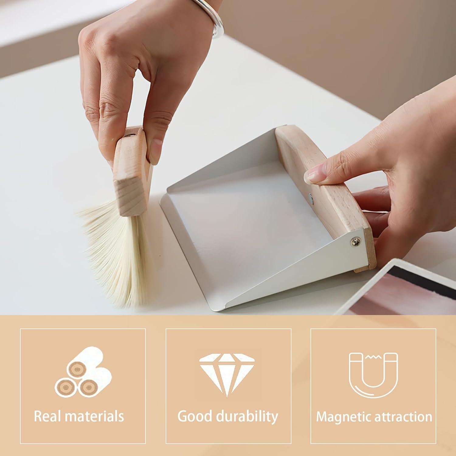 Juego Mini de Escoba y Recogedor Nokiils de Madera de Haya