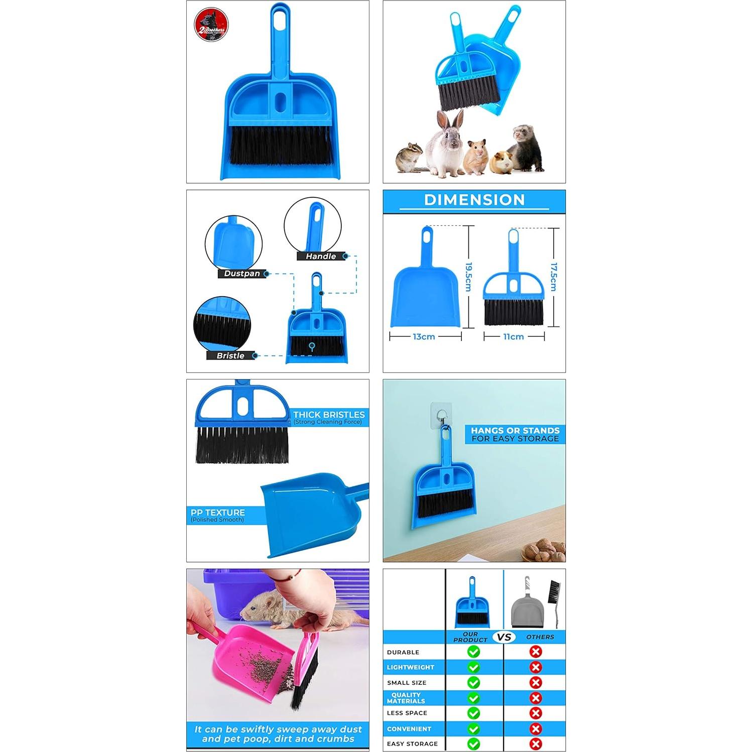 Juego de Escoba y Recogedor Mini 2 Brothers Rosa 19.5x13 cm