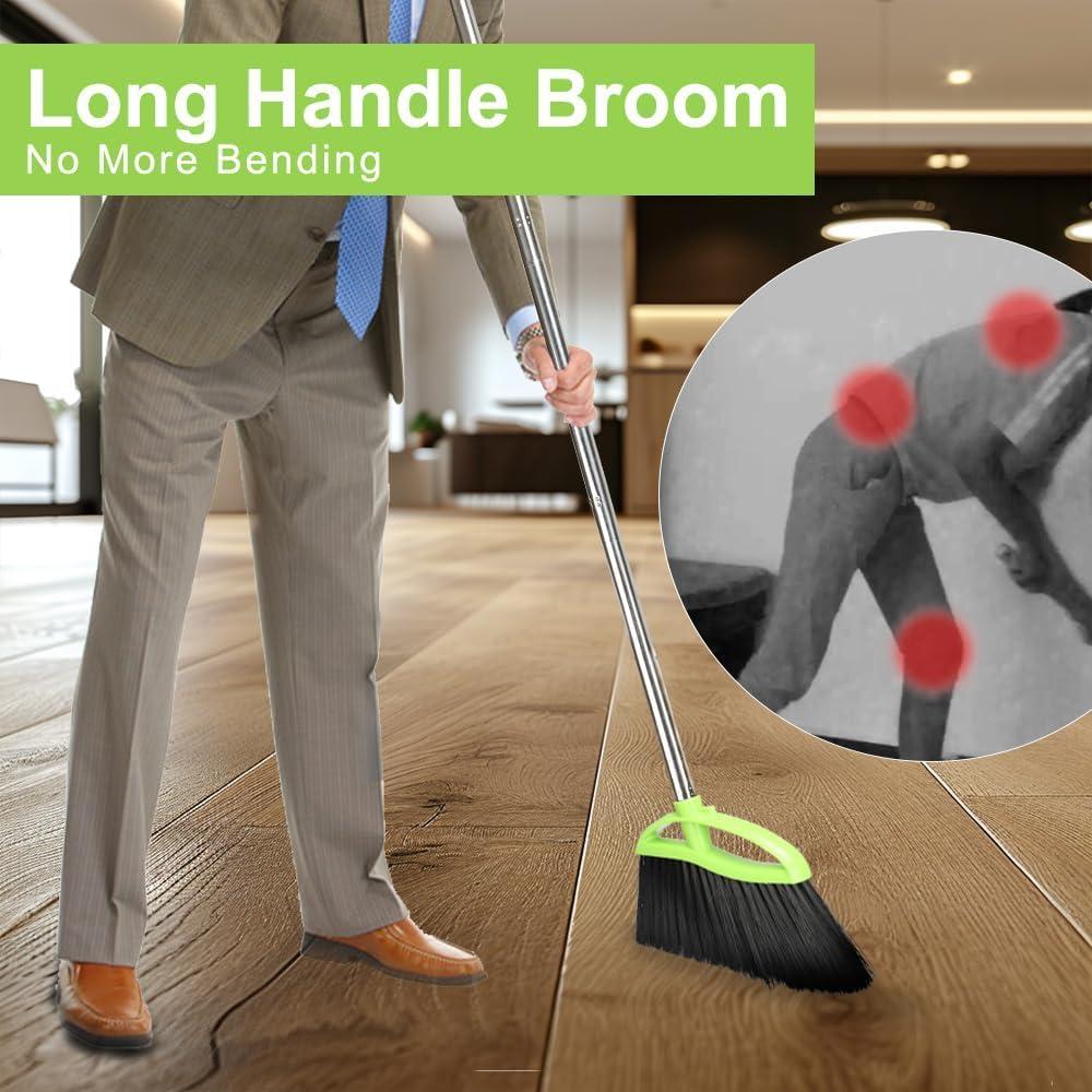 Juego de Escoba y Recogedor CHANHOO Verde 134 cm Interior