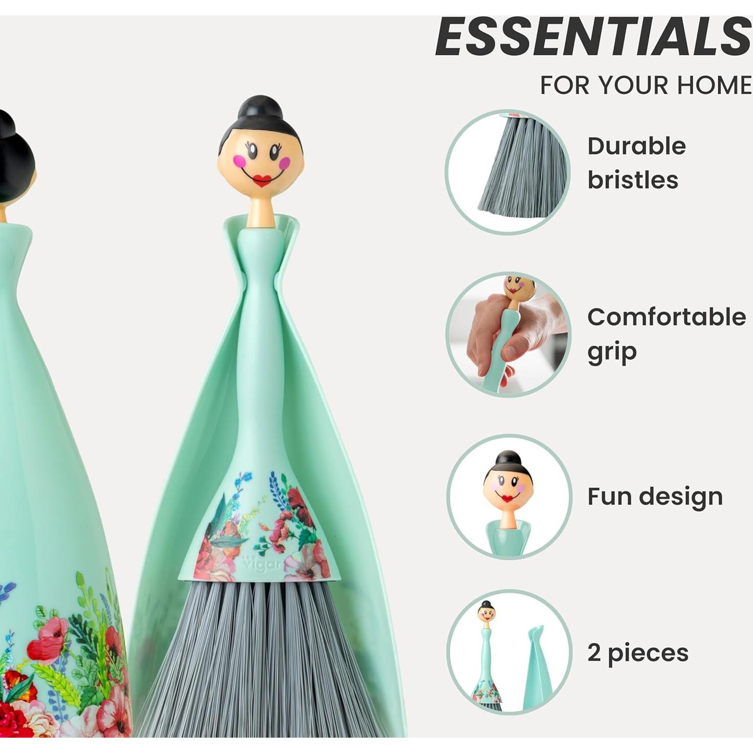 Juego de Escoba y Recogedor Vigar Mini Turquesa 27cm